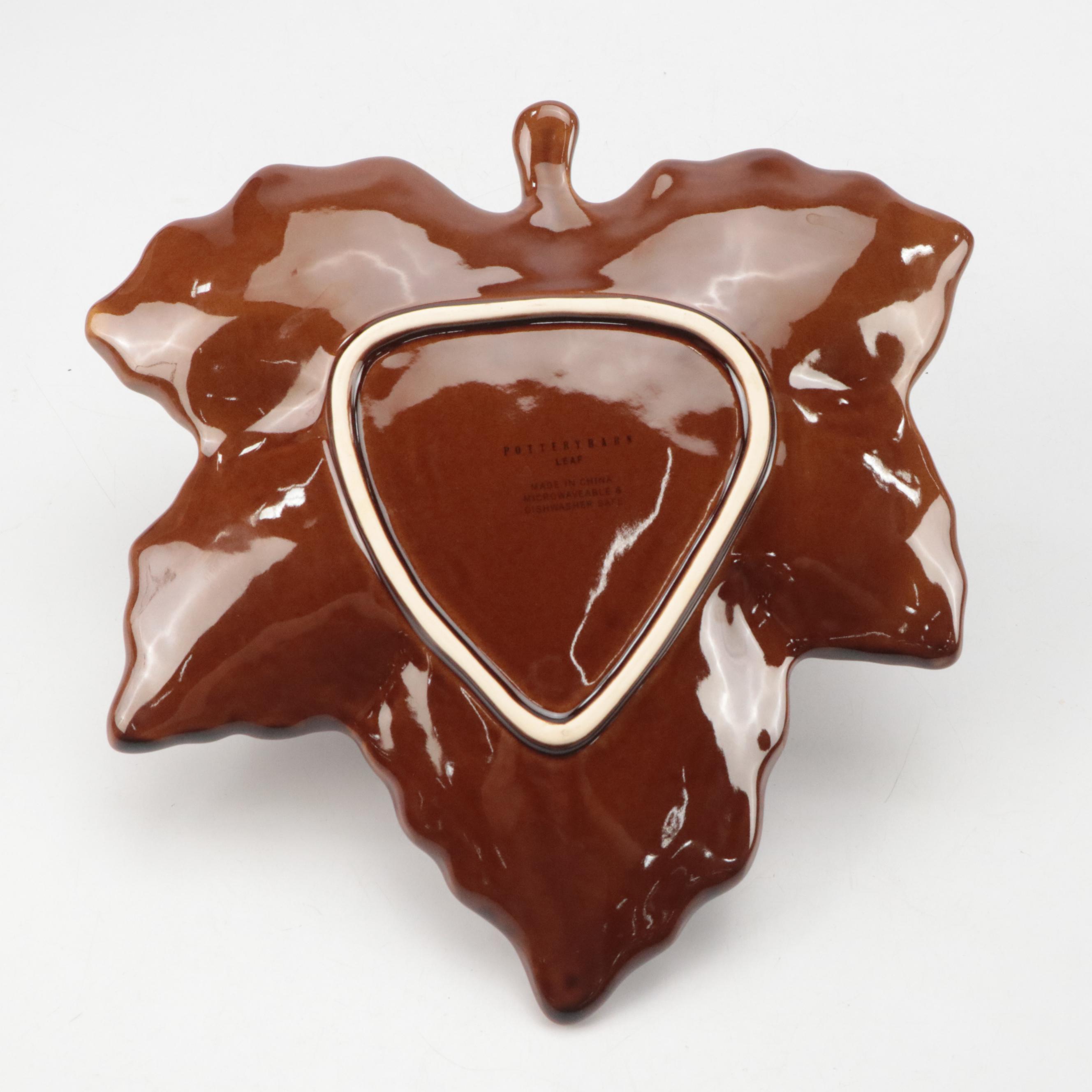 Pottery Barn Autumn Leaf Plates, Mudpie Ceramic Pumpkin Dish and Other Container