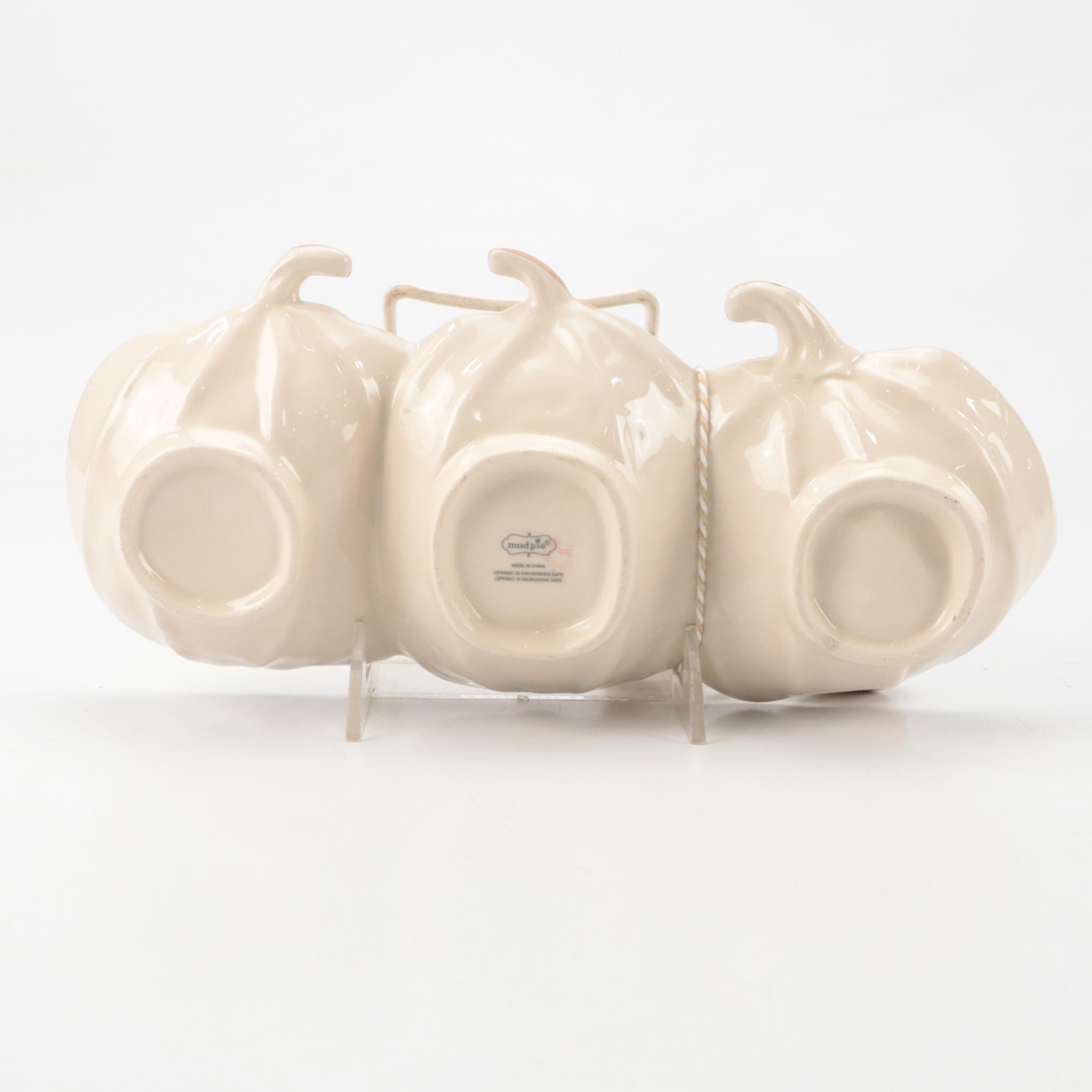 Pottery Barn Autumn Leaf Plates, Mudpie Ceramic Pumpkin Dish and Other Container