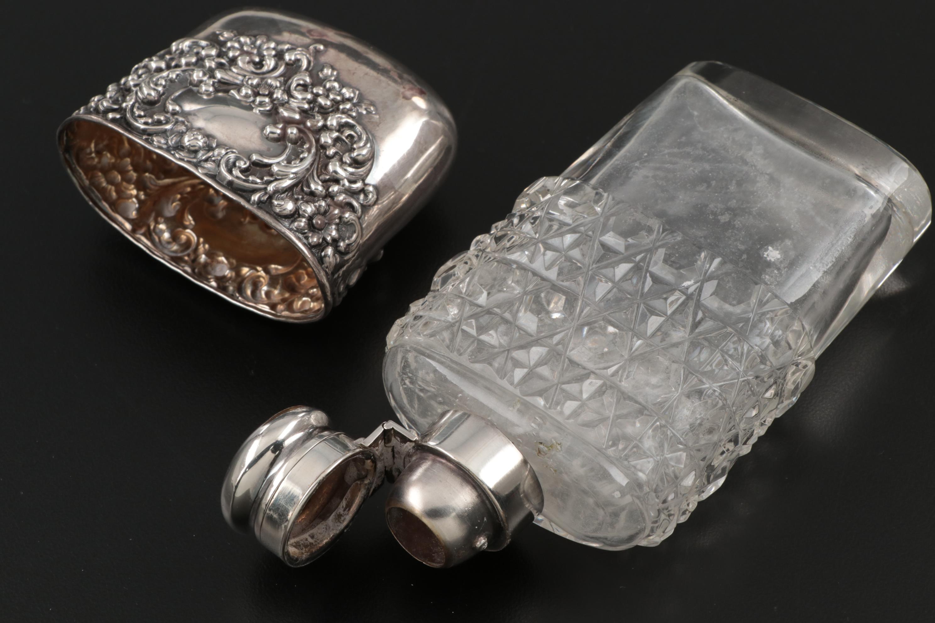 Unger Brothers Sterling Silver and Glass Flask, Late 19th/Early 20th Century