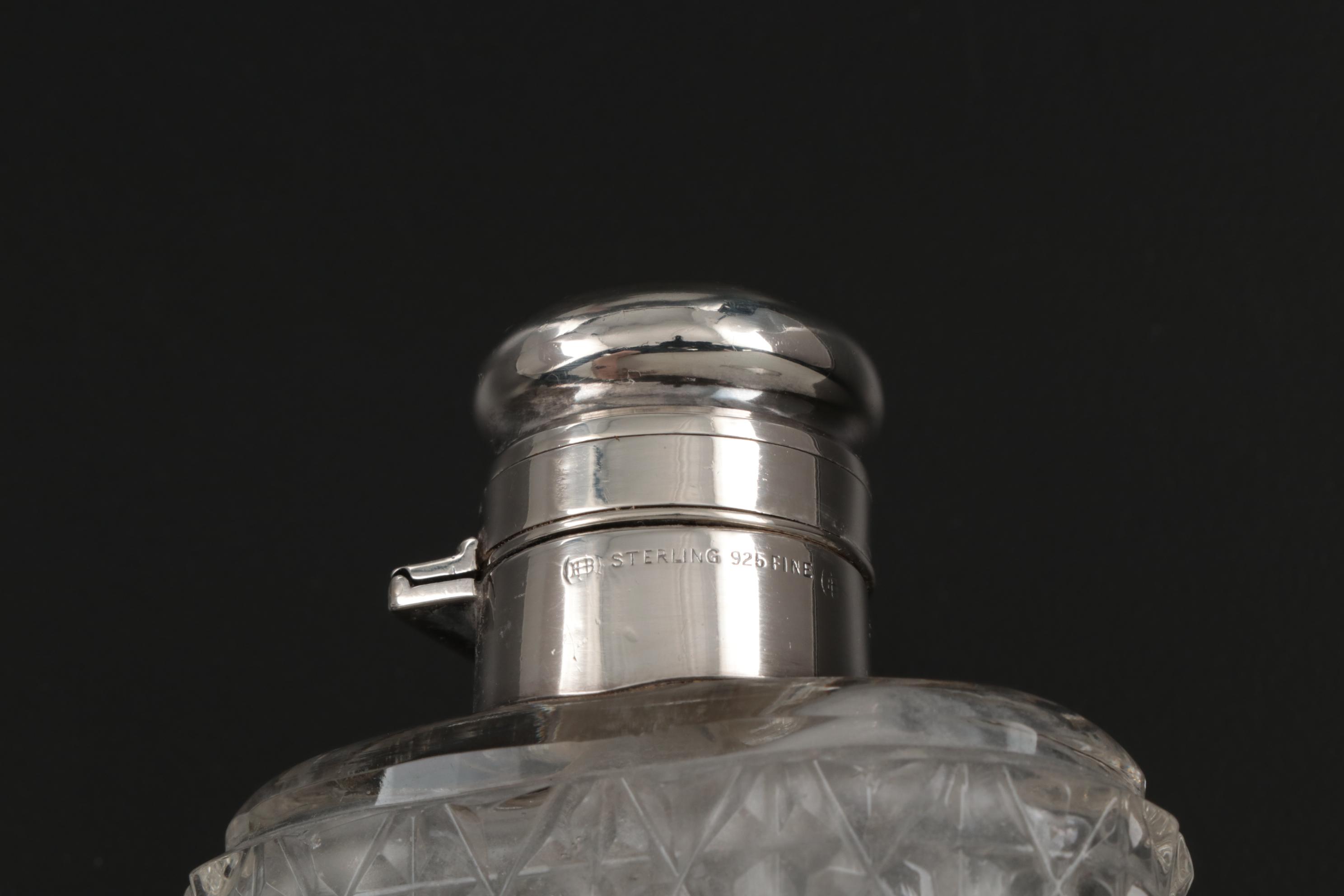 Unger Brothers Sterling Silver and Glass Flask, Late 19th/Early 20th Century