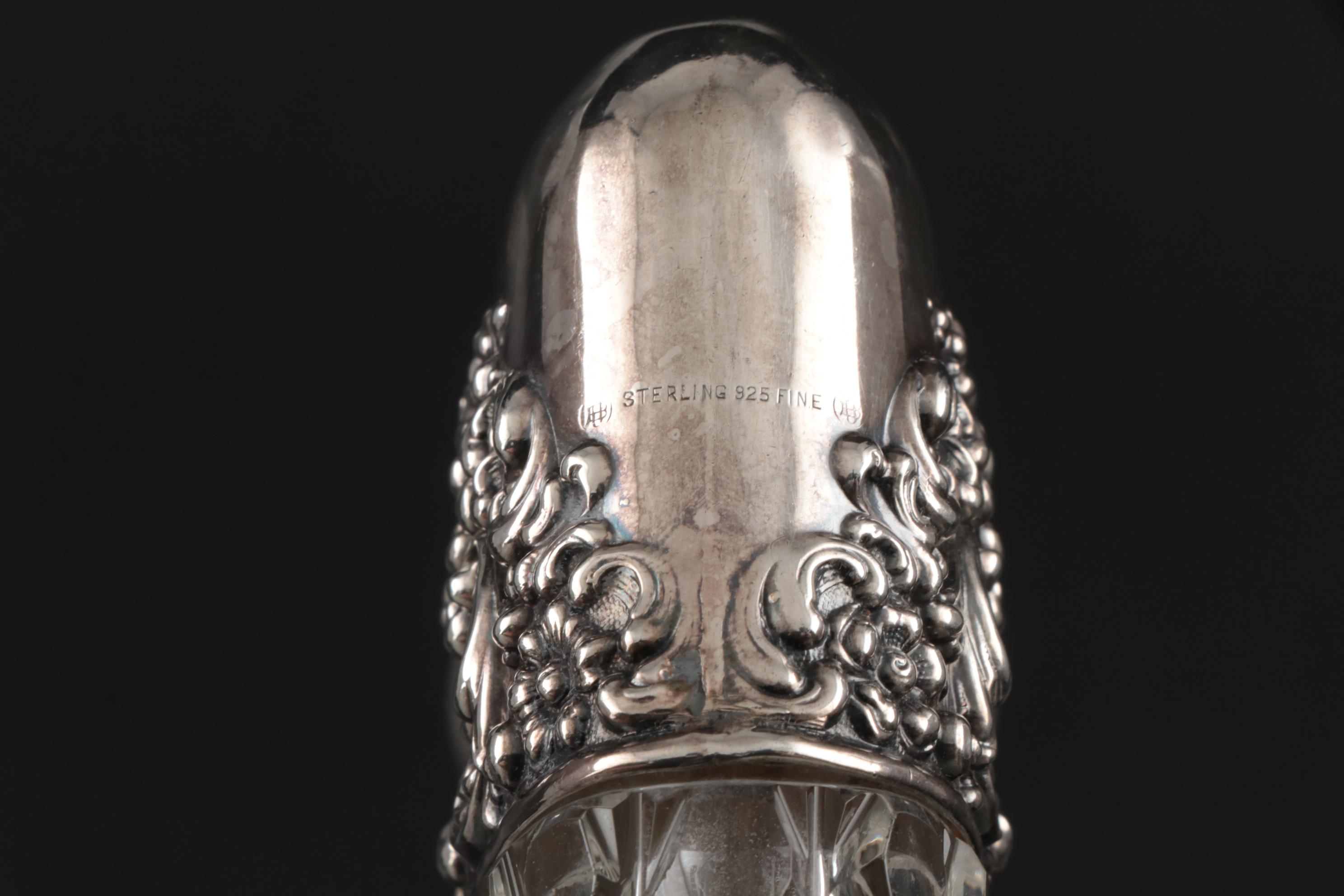 Unger Brothers Sterling Silver and Glass Flask, Late 19th/Early 20th Century