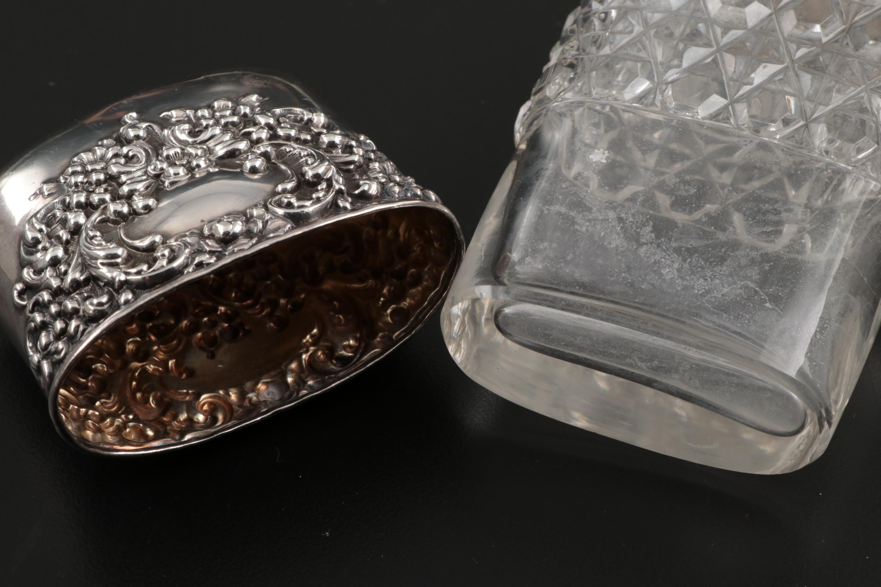 Unger Brothers Sterling Silver and Glass Flask, Late 19th/Early 20th Century