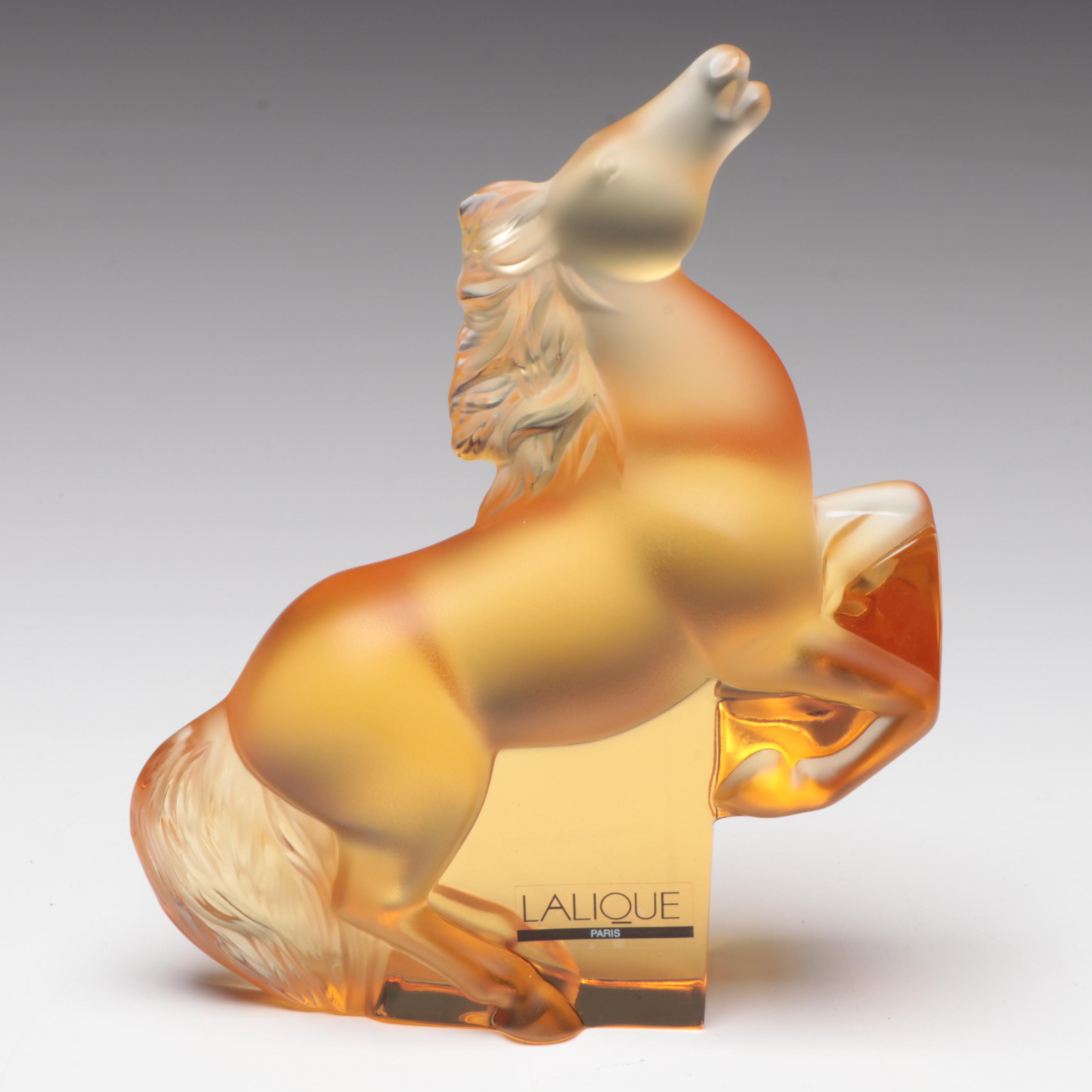 Lalique "Rearing Kazak Horse" Gold Crystal Figurine