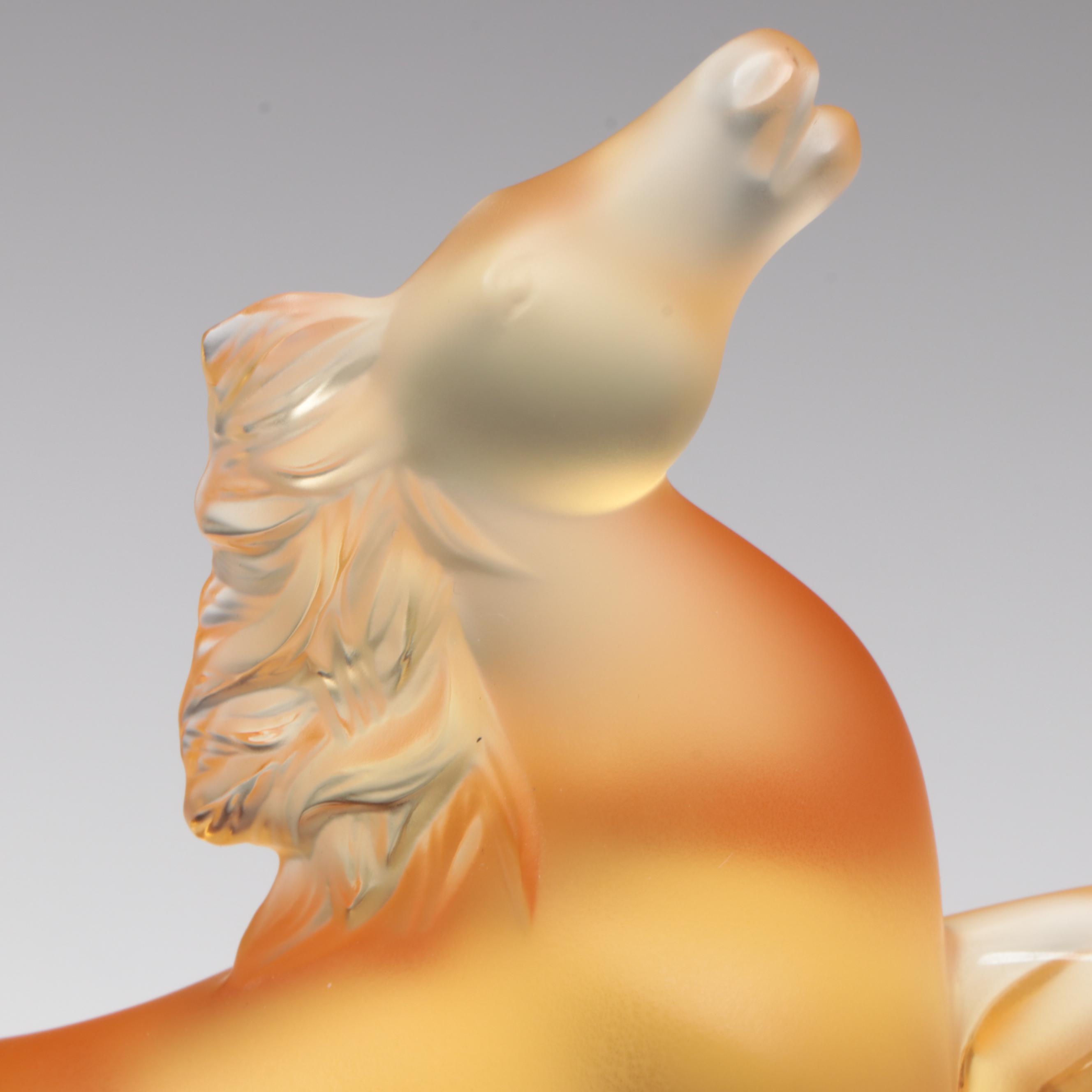 Lalique "Rearing Kazak Horse" Gold Crystal Figurine