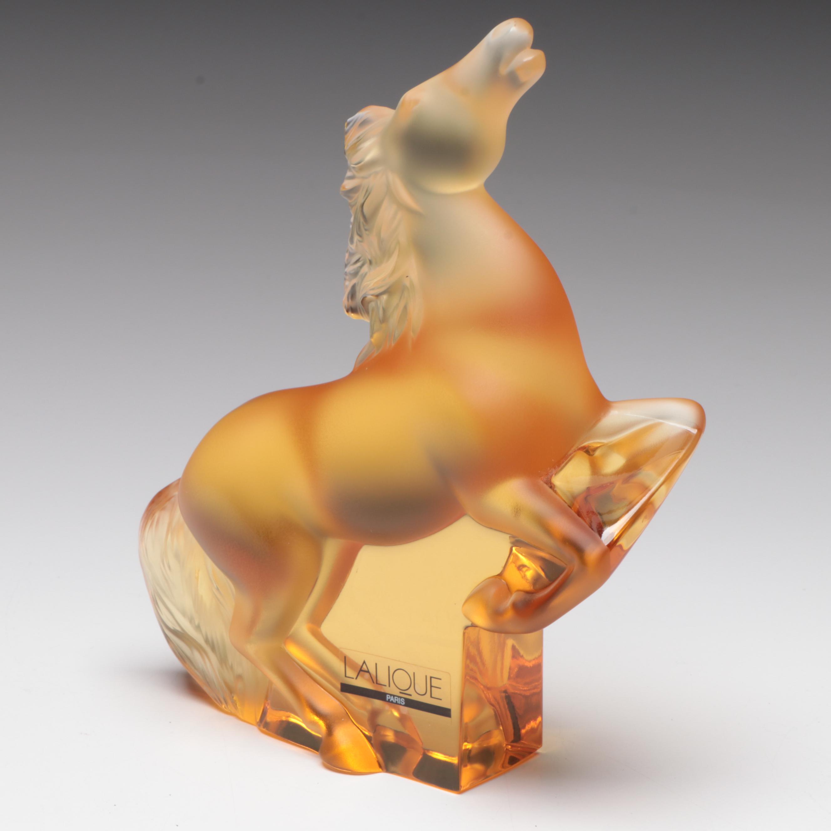 Lalique "Rearing Kazak Horse" Gold Crystal Figurine
