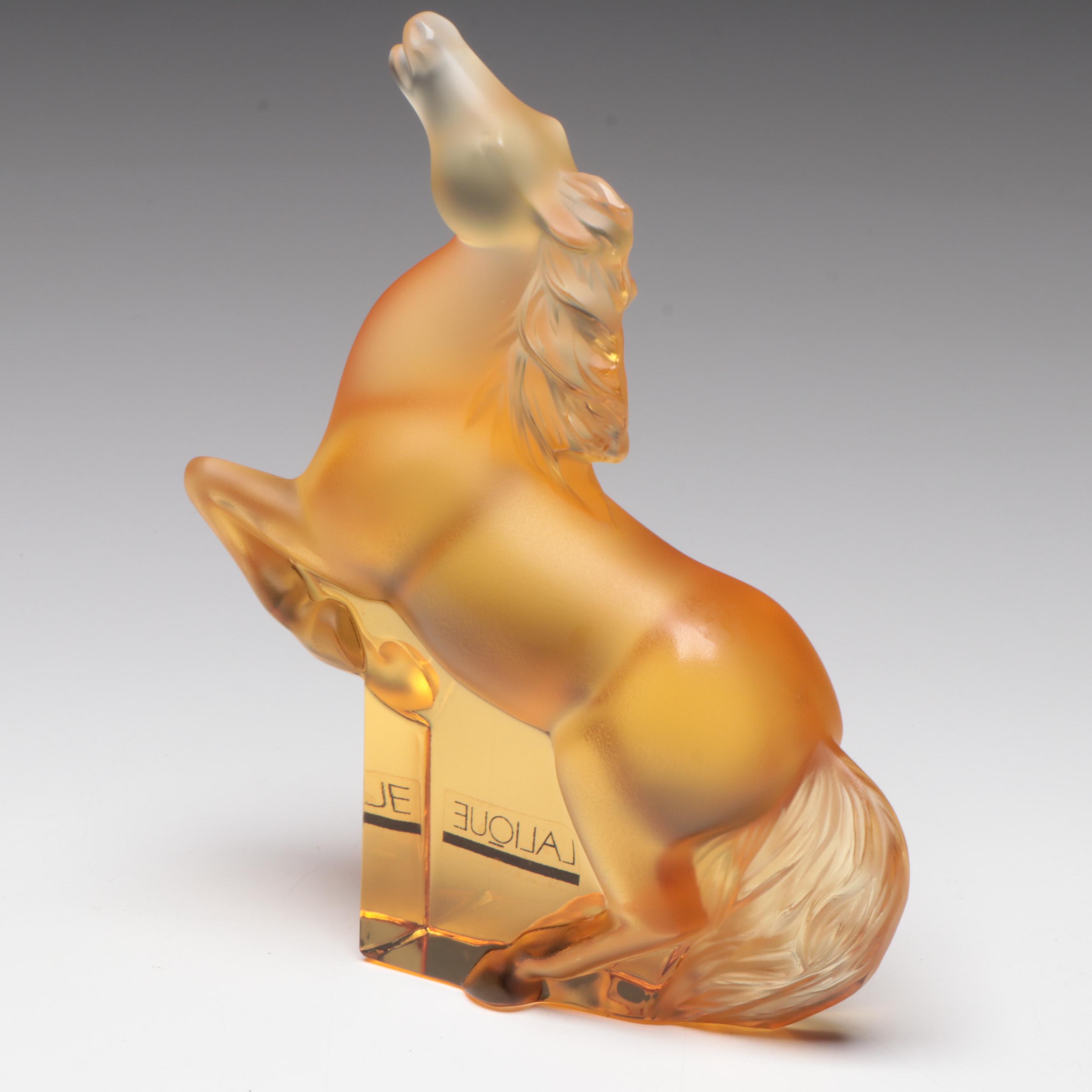 Lalique "Rearing Kazak Horse" Gold Crystal Figurine