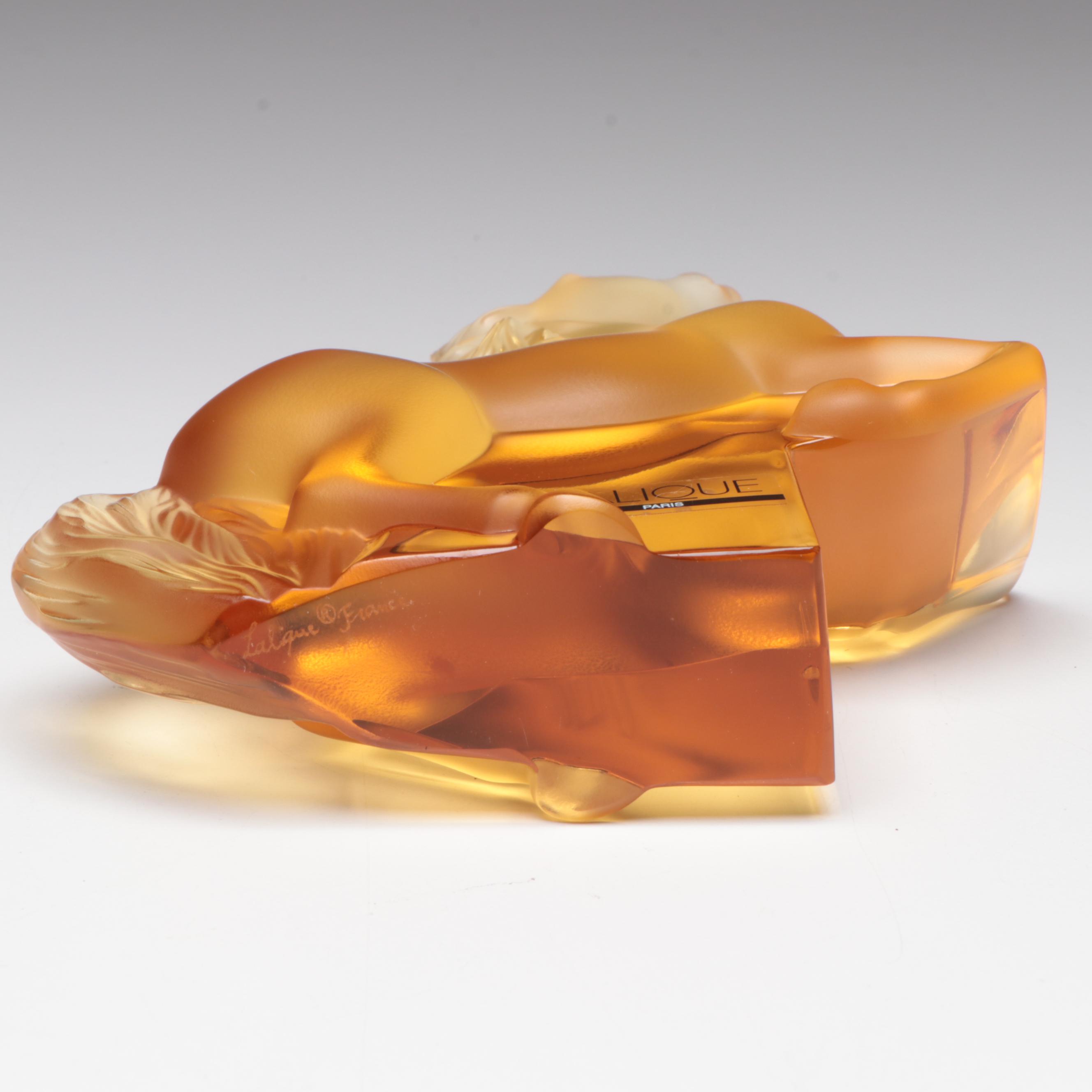 Lalique "Rearing Kazak Horse" Gold Crystal Figurine