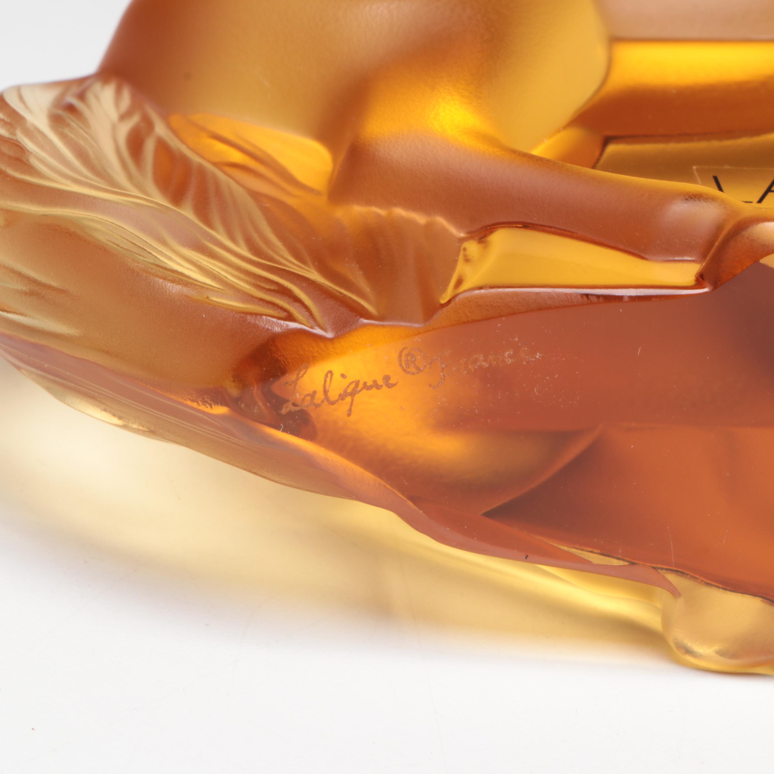 Lalique "Rearing Kazak Horse" Gold Crystal Figurine