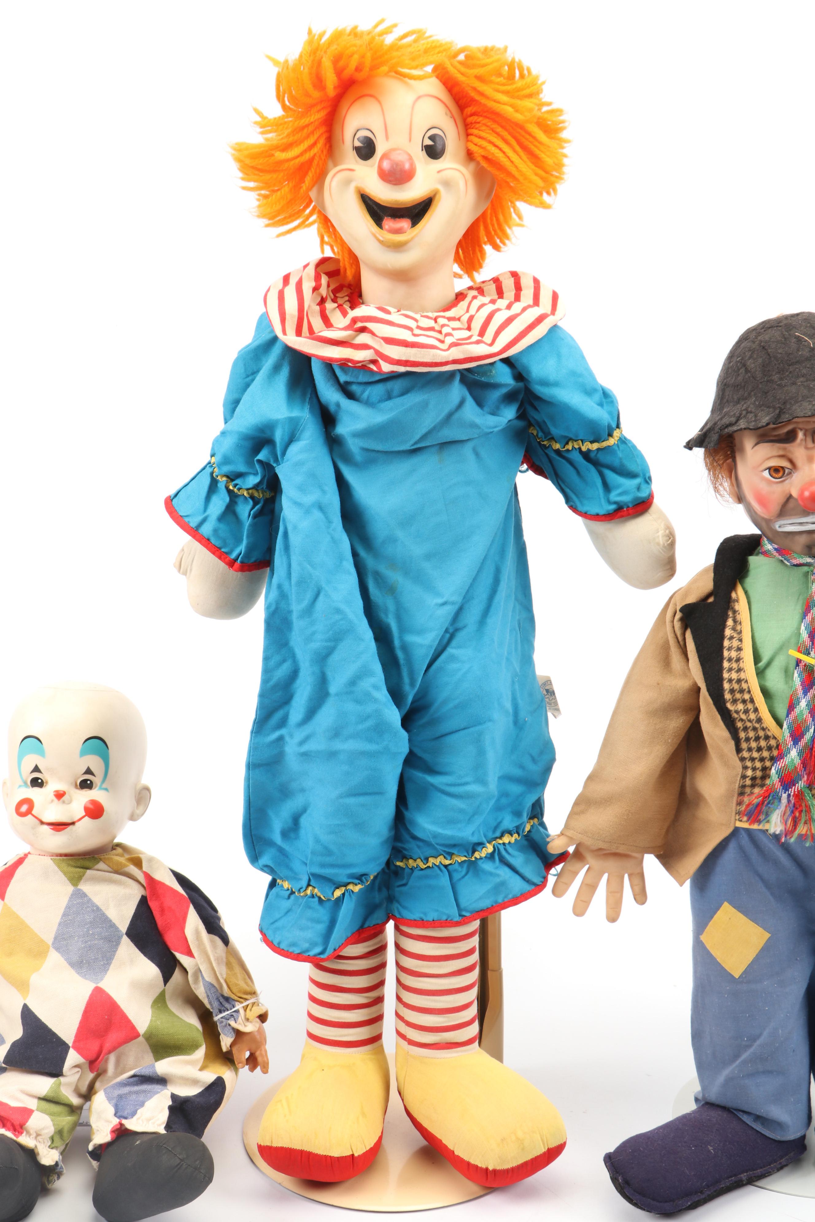 Emmett Kelly's Willie the Clown Doll with Larry Harmon's Bozo the Clown & More