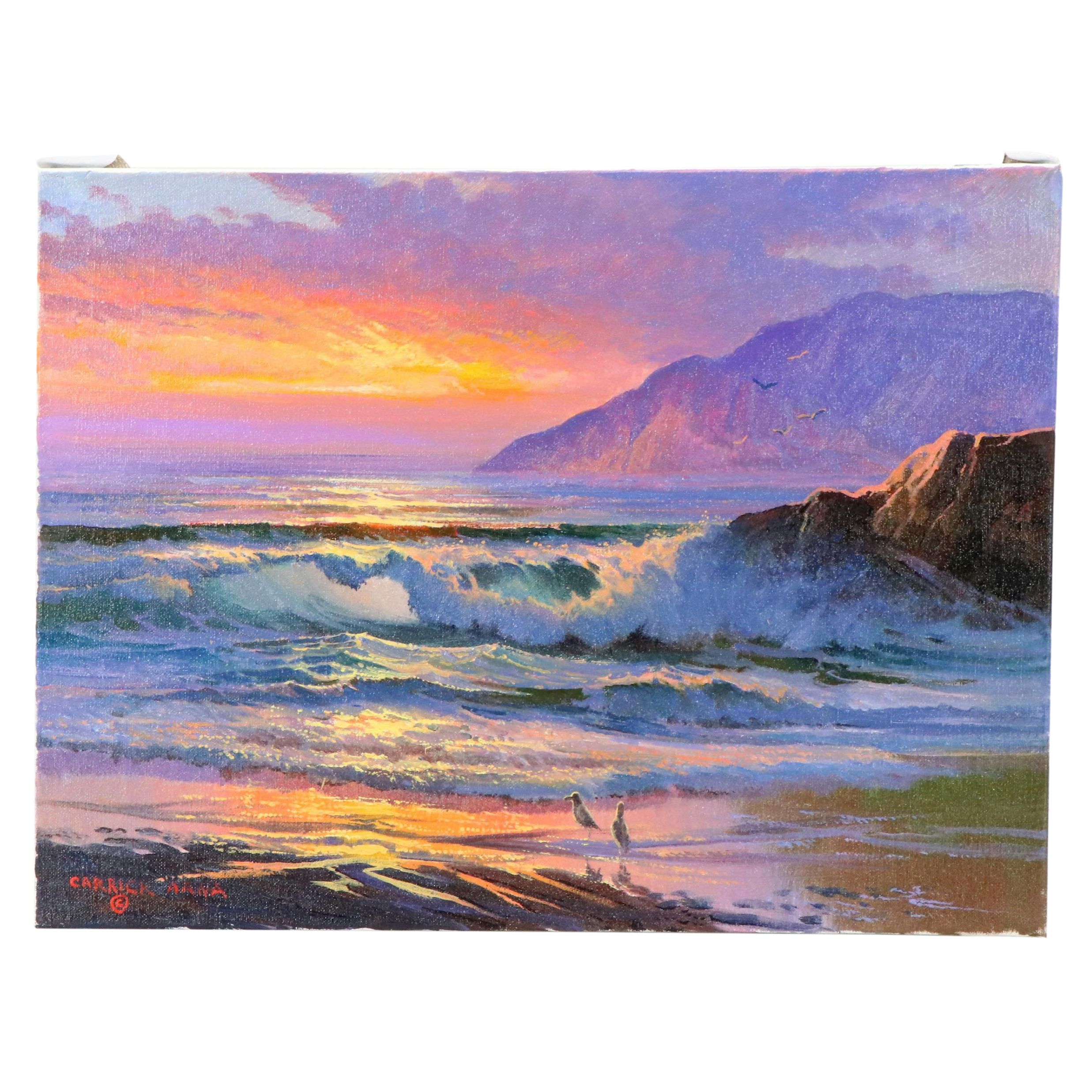 Beverly Jamison Carrick Seascape Oil Painting "A Pair of Gulls," 21st Century