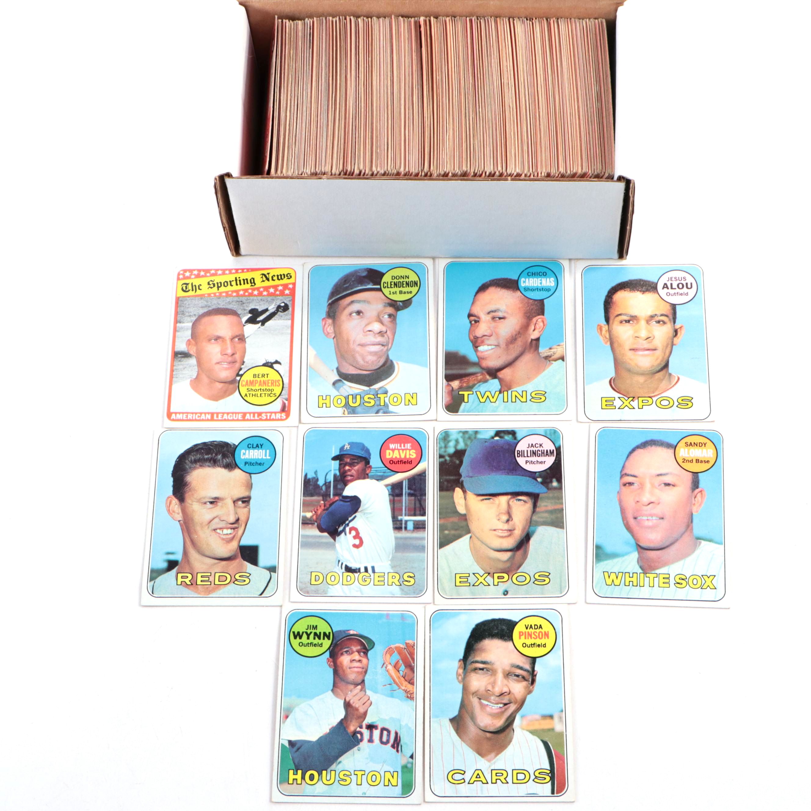 1969 Topps Baseball Cards Featuring Vada Pinson, Sandy Alomar, and More