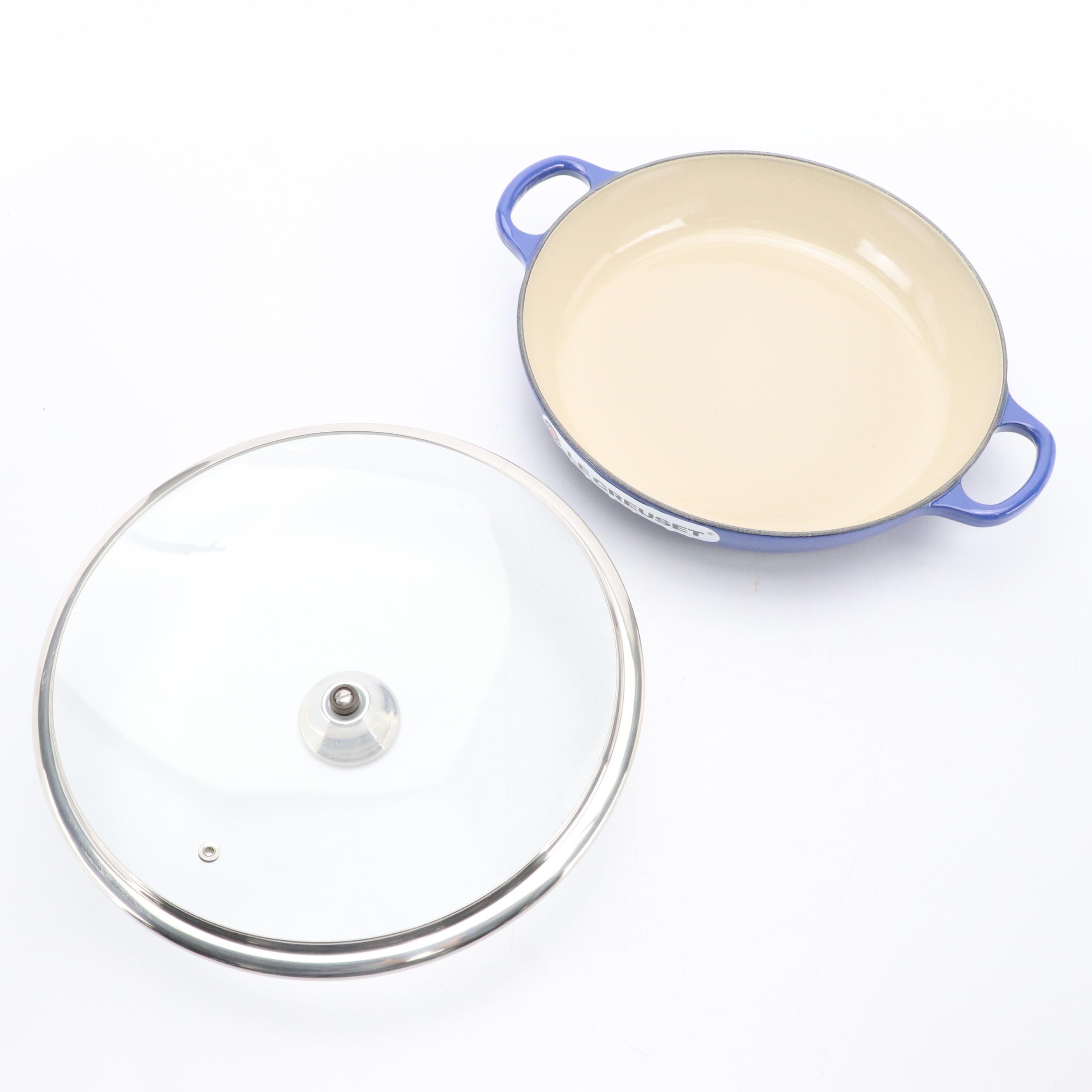 Le Creuset 2.25 QT Cobalt Enameled Cast Iron Braiser with Glass Lid