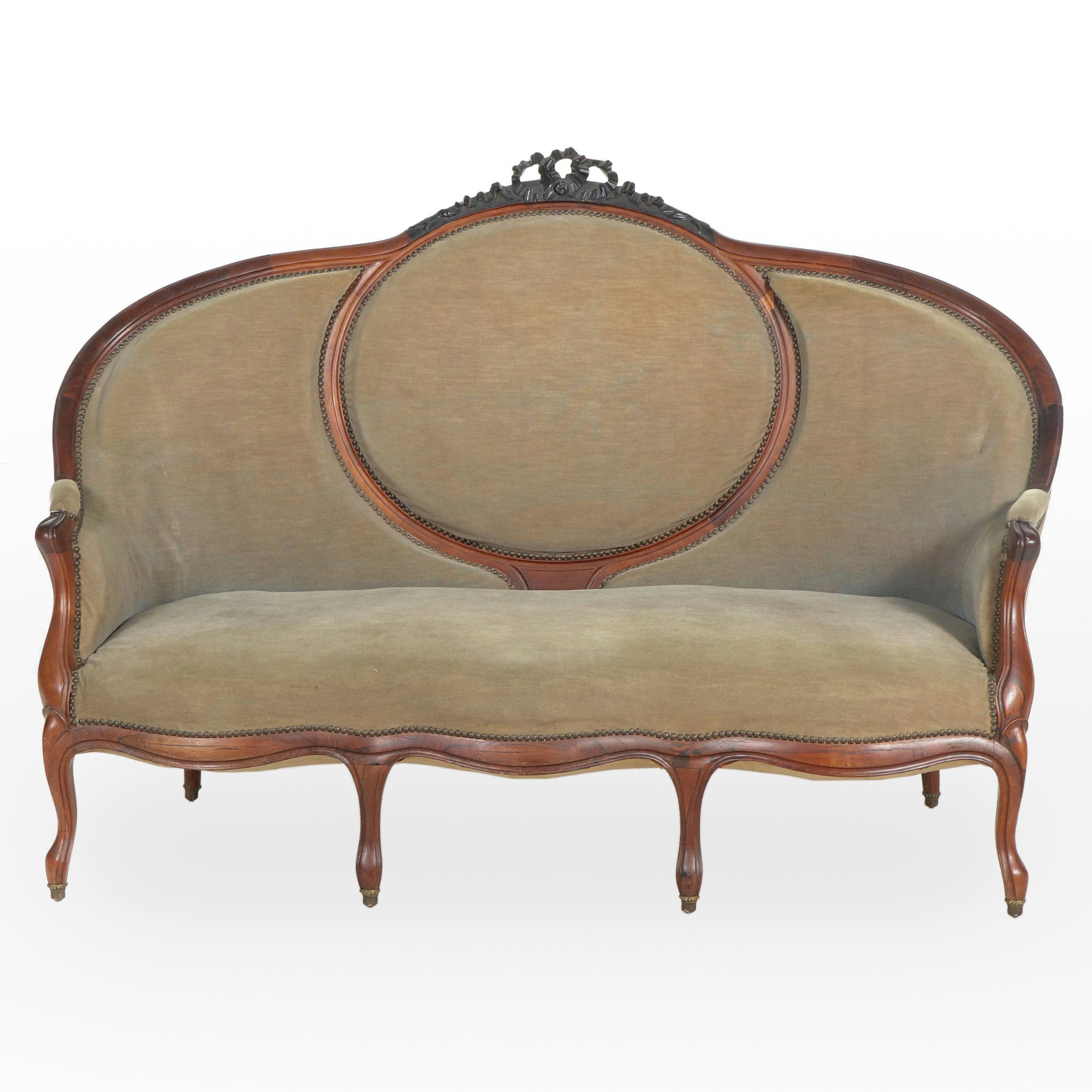 Rococo Revival Rosewood and Parcel-Ebonized Settee, circa 1870