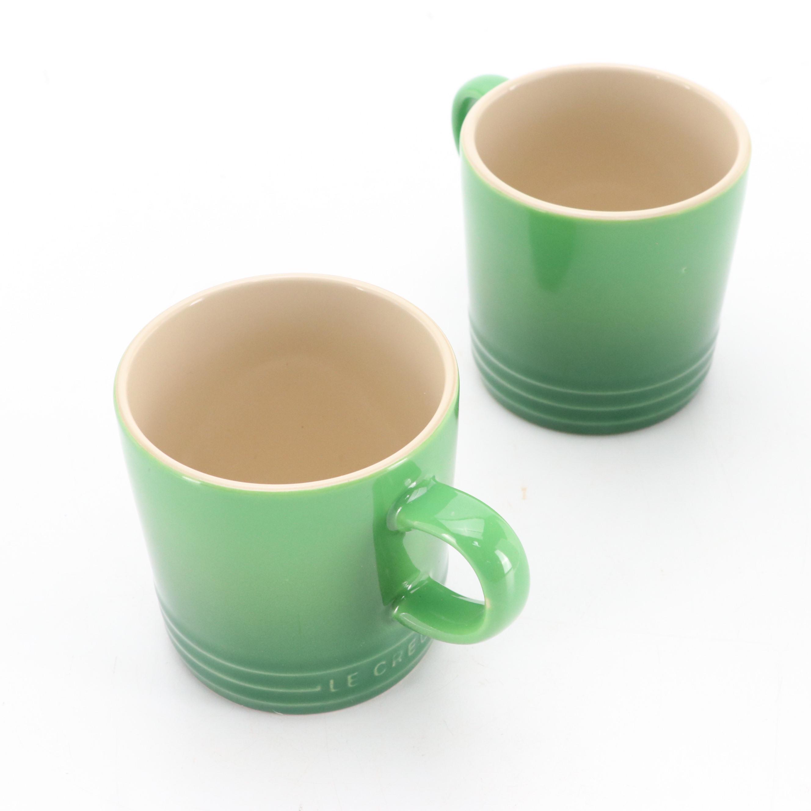Le Creuset 1.7 QT Kone Bamboo Green Tea Kettle and Coffee Mugs