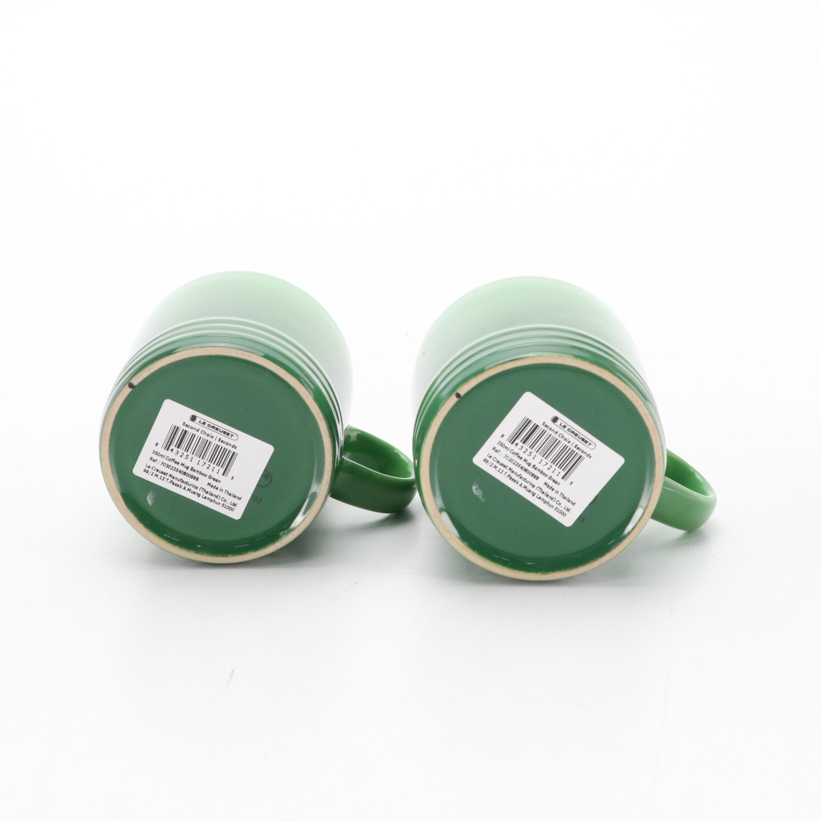 Le Creuset 1.7 QT Kone Bamboo Green Tea Kettle and Coffee Mugs