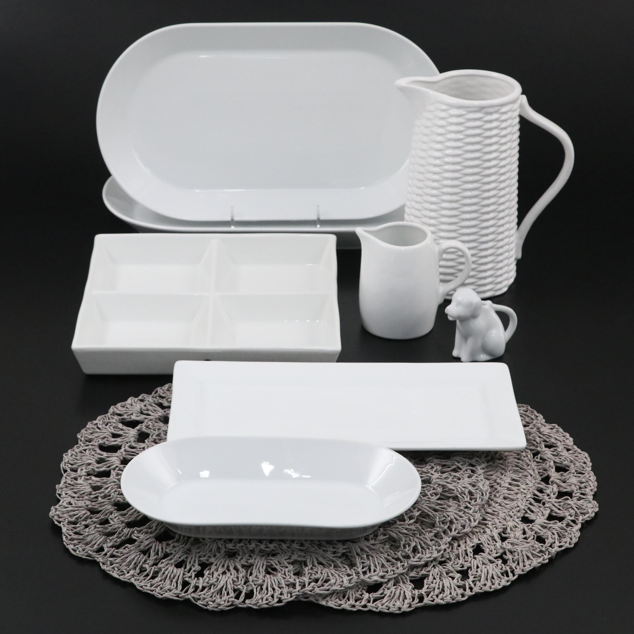 IKEA Ceramic Oval Serving Platters with More Ceramic Serveware and Placemats