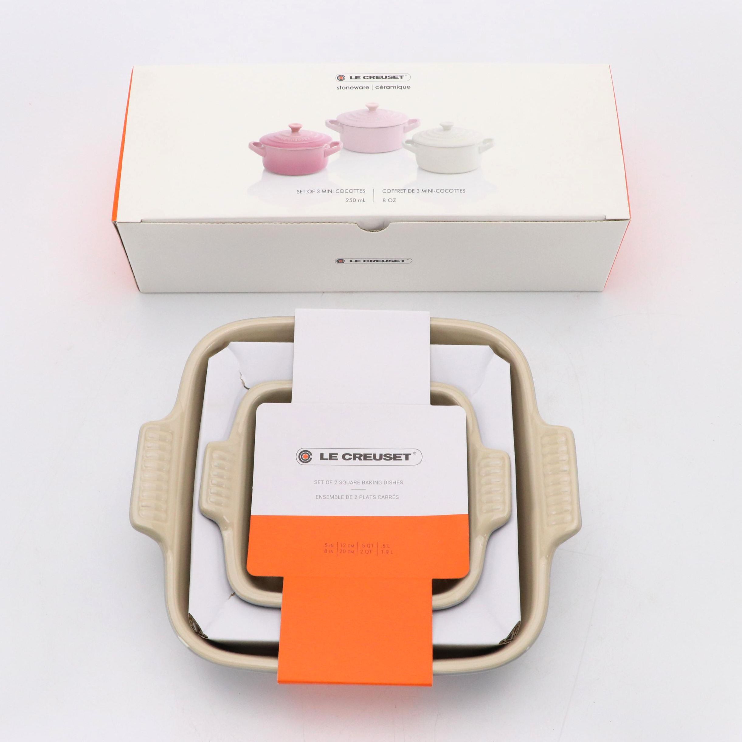 Le Creuset Stoneware Baking Dish Set and Mini Cocottes Set