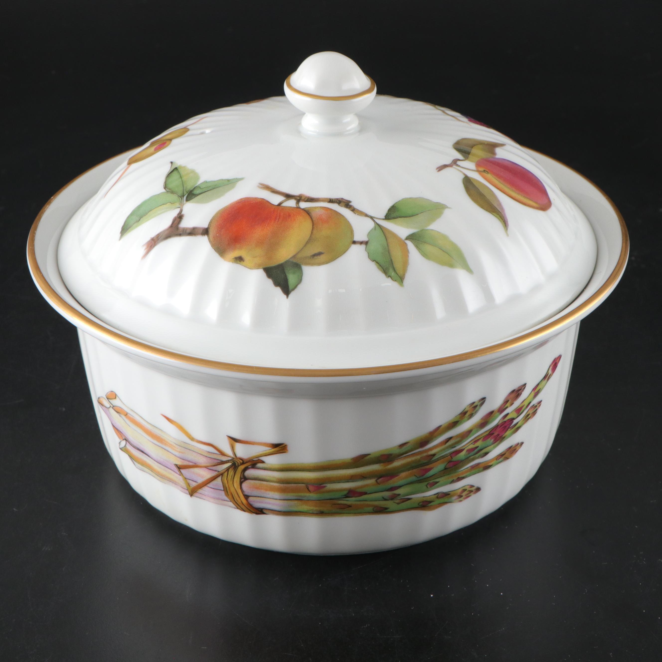Royal Worcester "Evesham Gold" Porcelain Casserole with Adams China Dinnerware