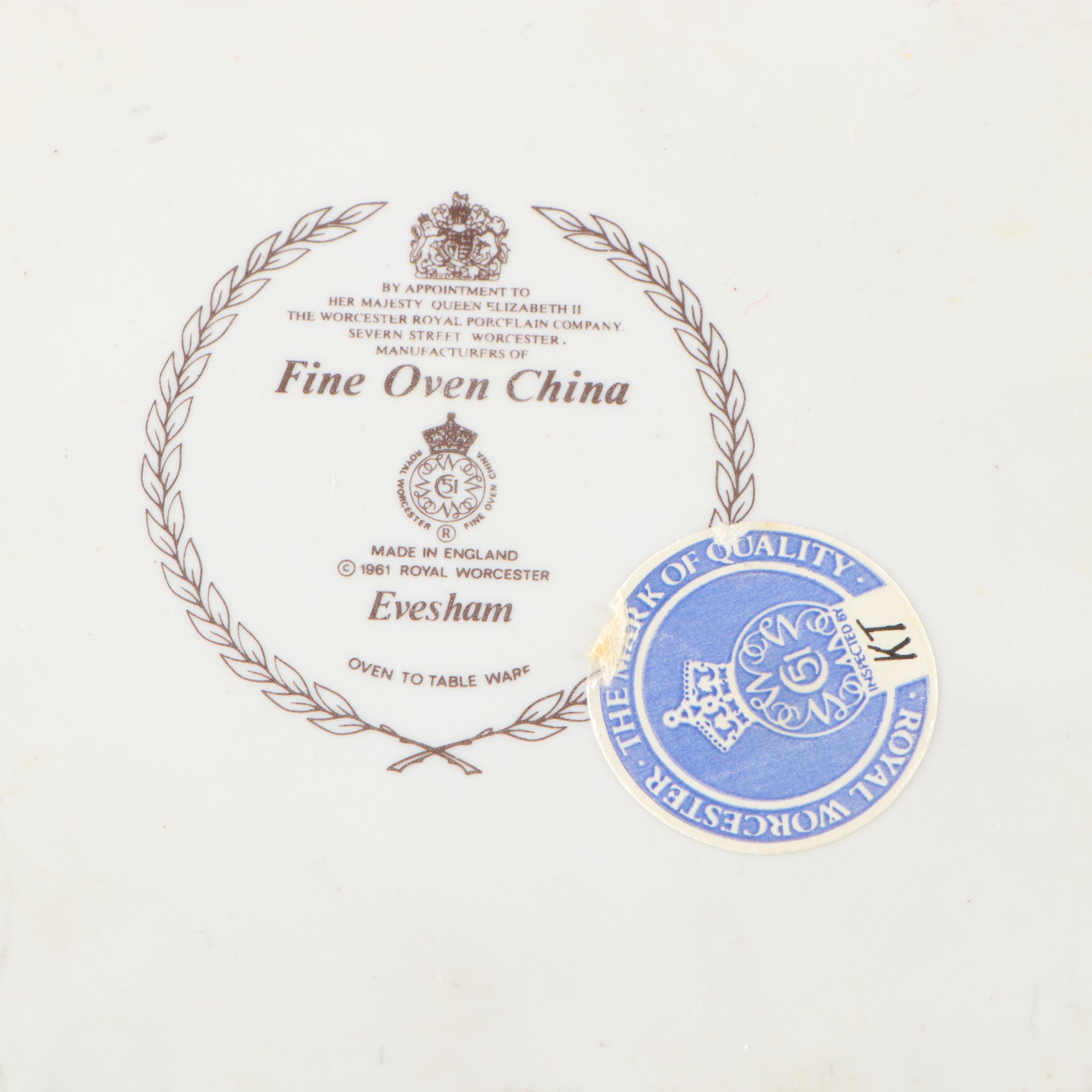 Royal Worcester "Evesham Gold" Porcelain Casserole with Adams China Dinnerware