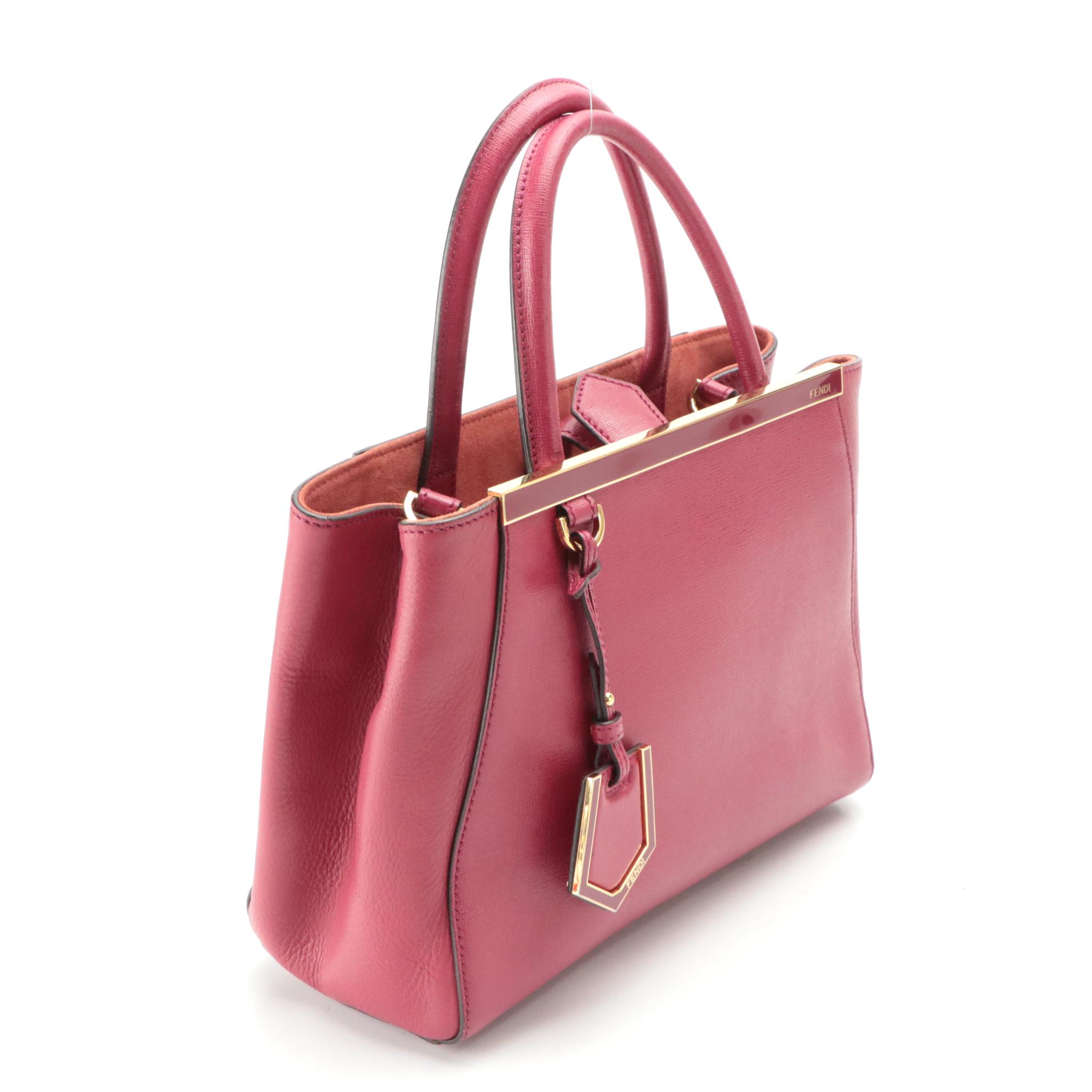 Fendi 2 Jours Top Handle Tote in Magenta Saffiano Leather