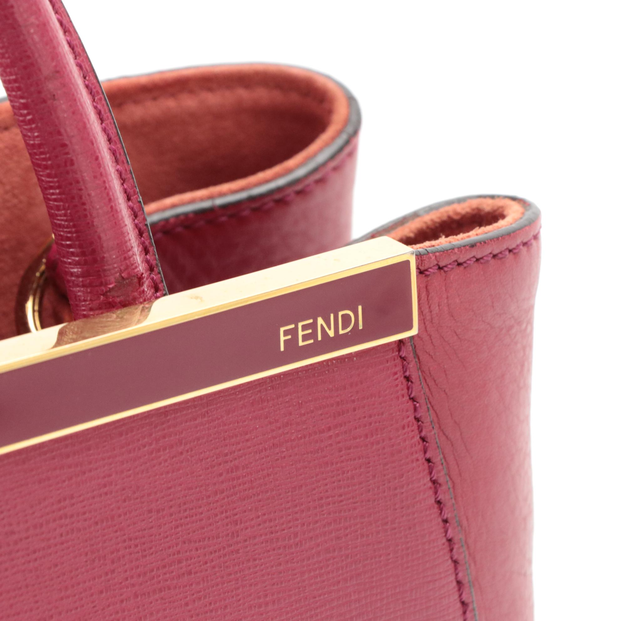 Fendi 2 Jours Top Handle Tote in Magenta Saffiano Leather