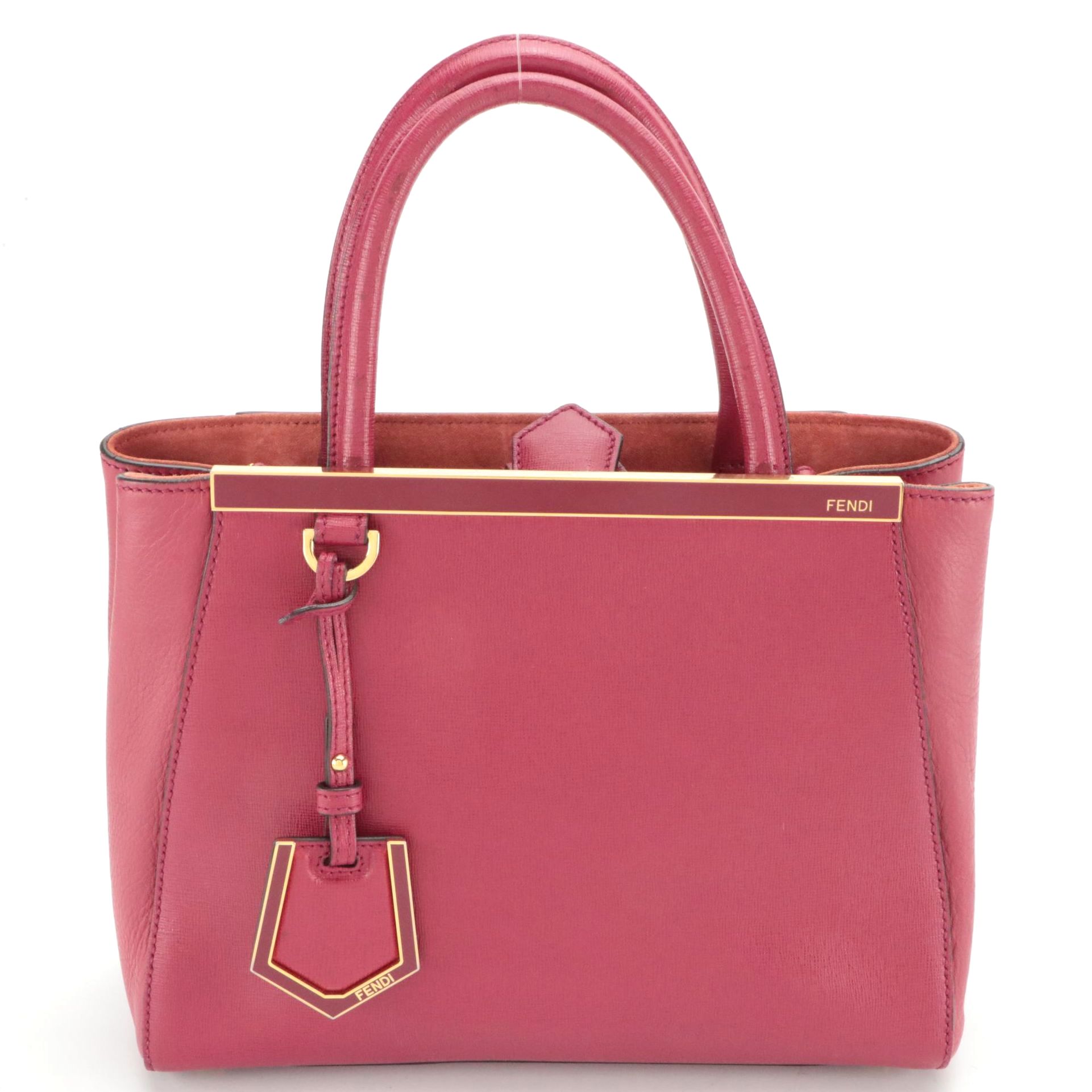 Fendi 2 Jours Top Handle Tote in Magenta Saffiano Leather