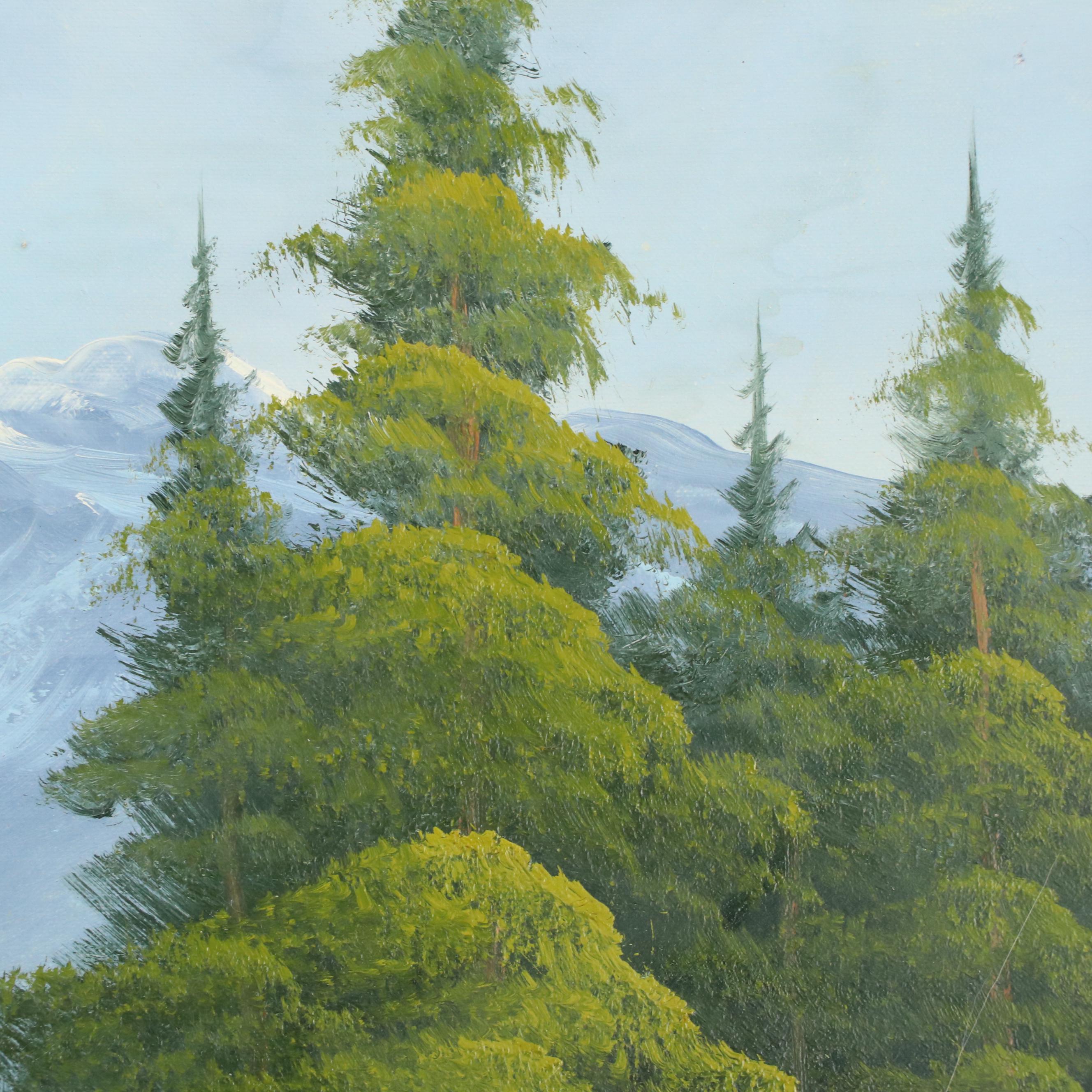 Franke Idyllic Landscape Oil Painting, Circa 1970