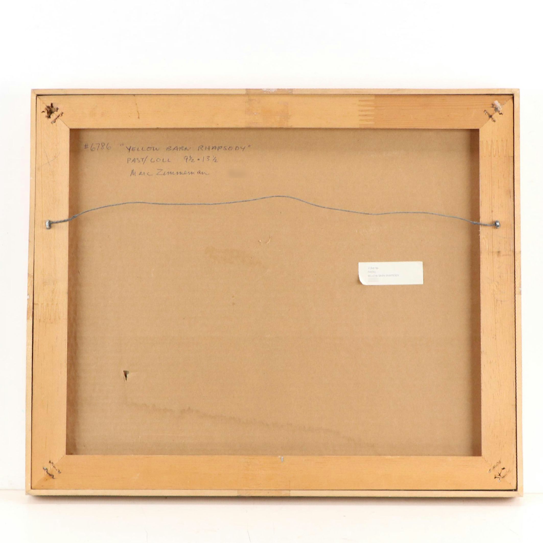 Marc Zimmerman Non-Objective Chalk Pastel Drawing Collage "Yellow Barn Rhapsody"