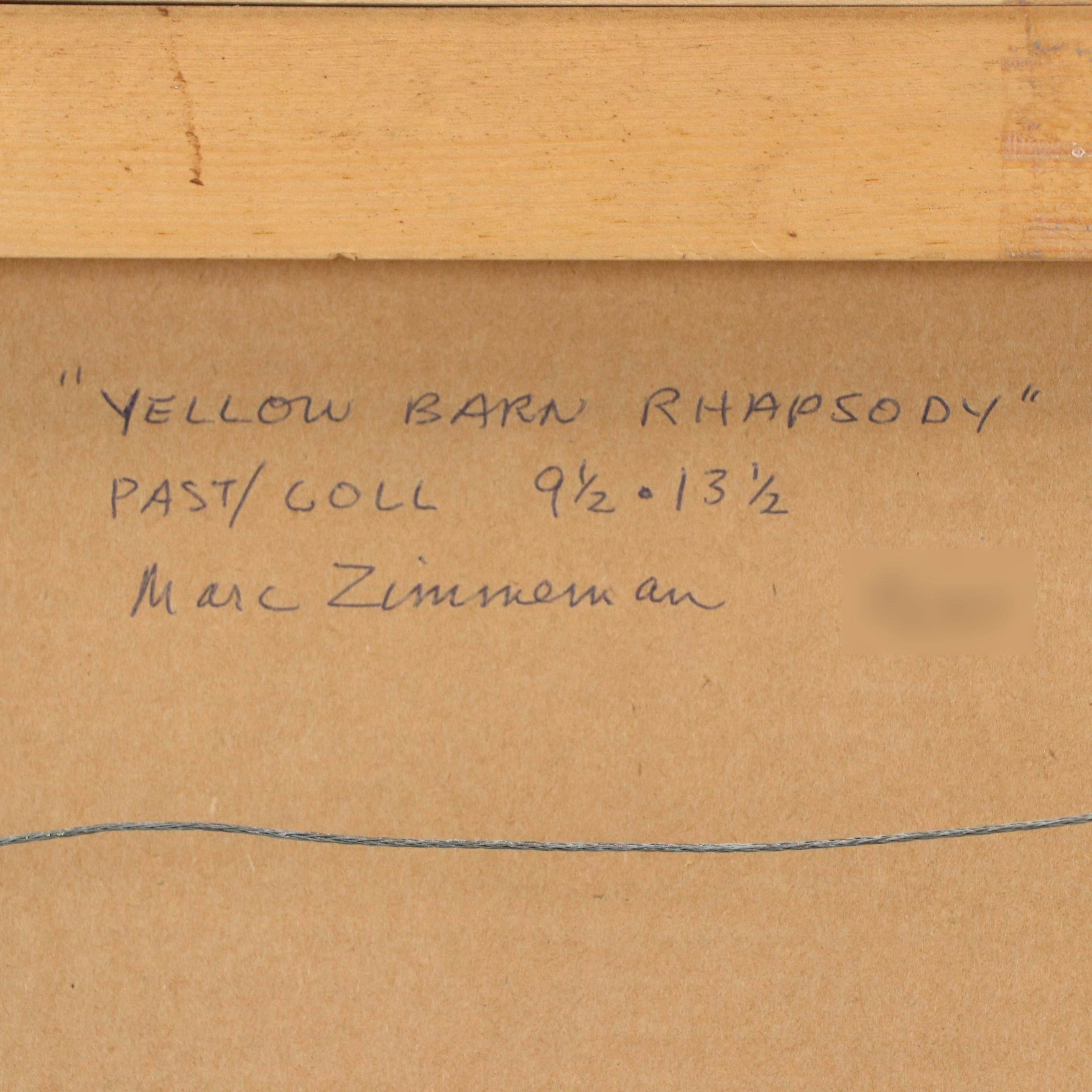 Marc Zimmerman Non-Objective Chalk Pastel Drawing Collage "Yellow Barn Rhapsody"