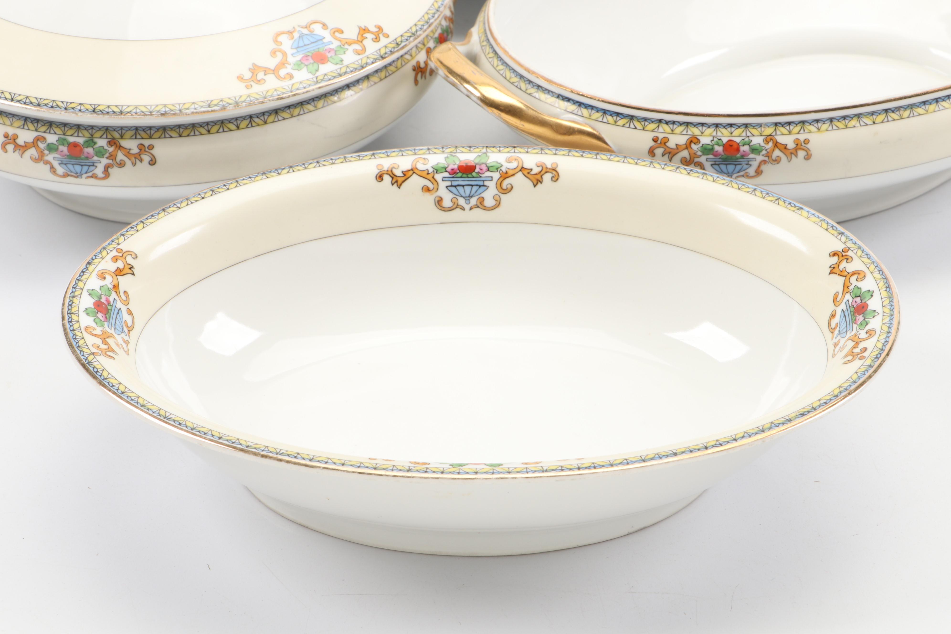 Meito Gold Rim Porcelain Dinner Plates, Salad Plates, Platters and More