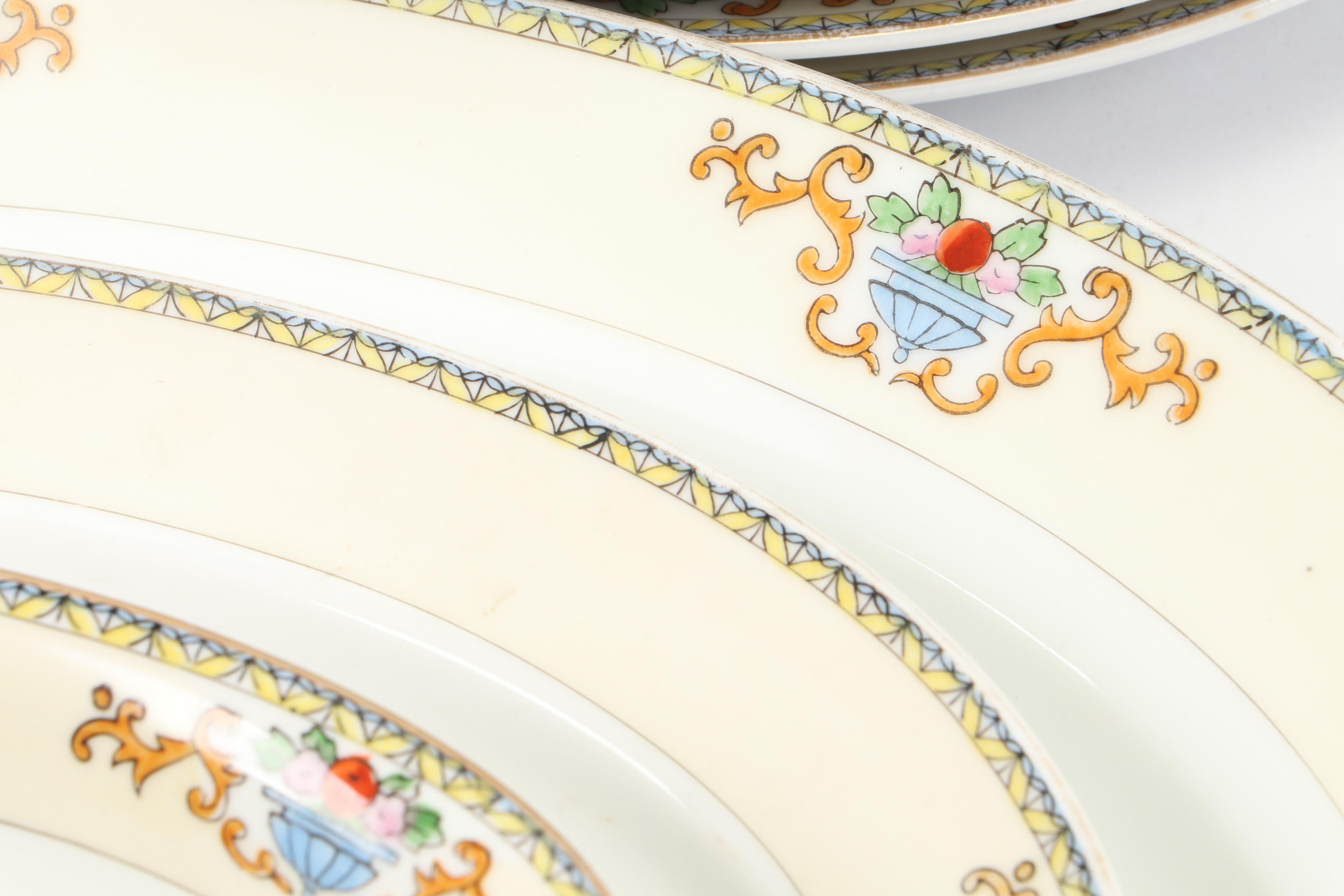 Meito Gold Rim Porcelain Dinner Plates, Salad Plates, Platters and More