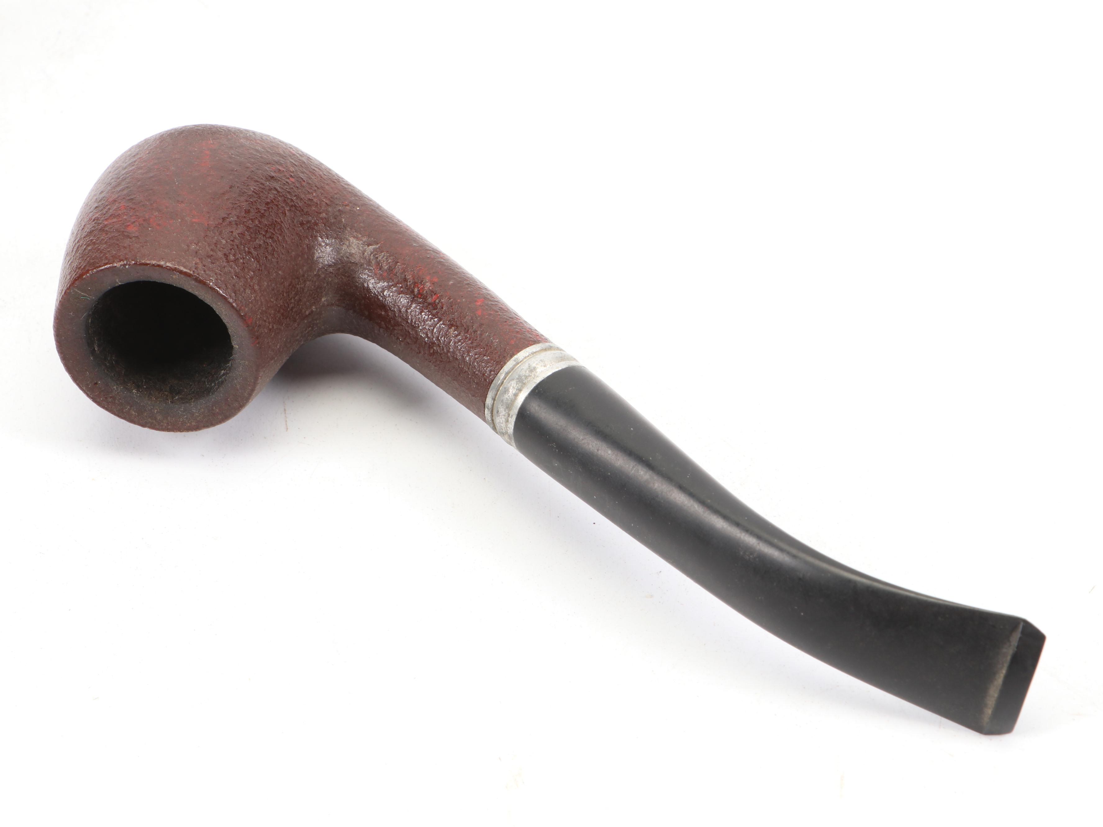 Carved Wood Figural Cow Head Pipe and Dr. Medico Brylon Pipe in Cast Metal Stand