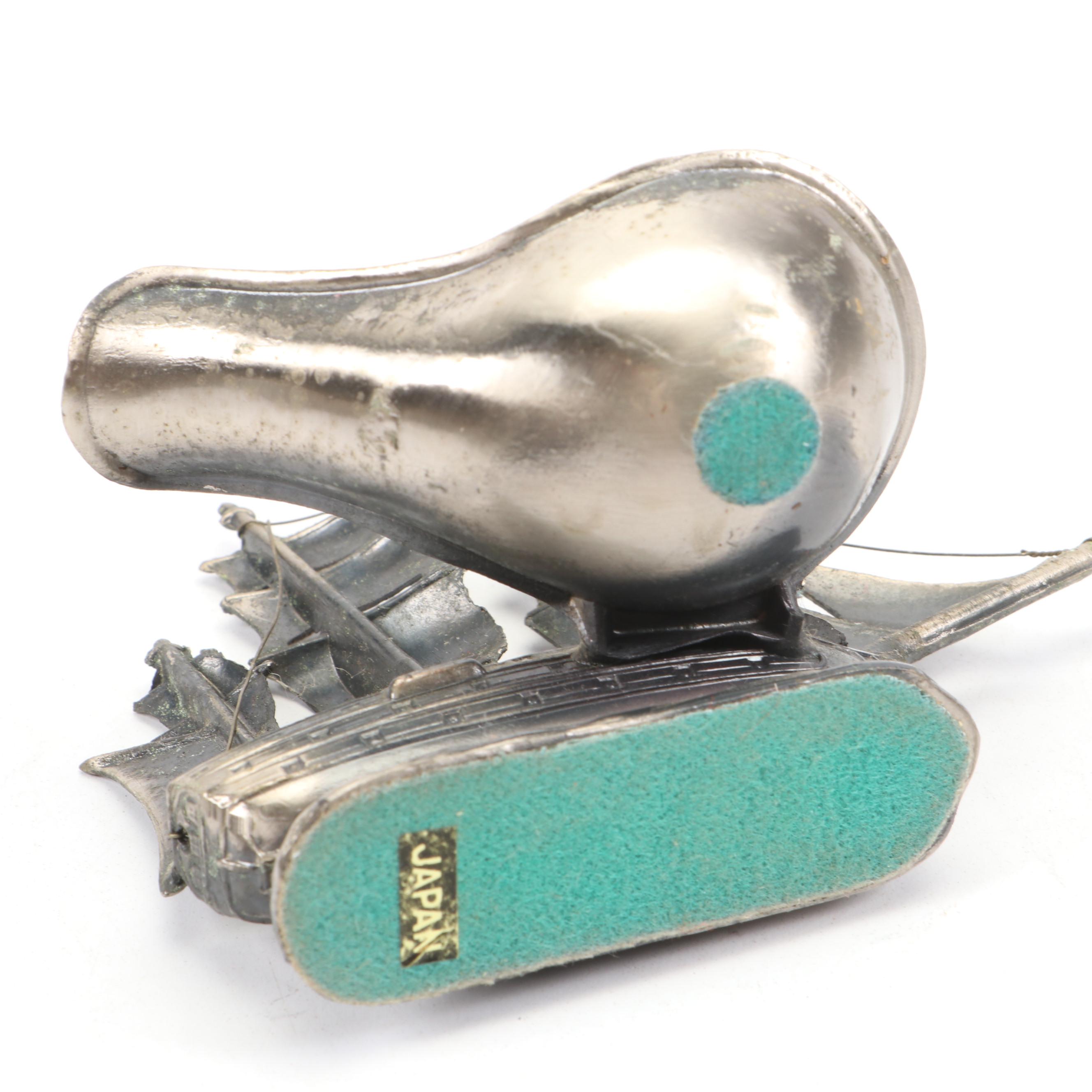 Carved Wood Figural Cow Head Pipe and Dr. Medico Brylon Pipe in Cast Metal Stand