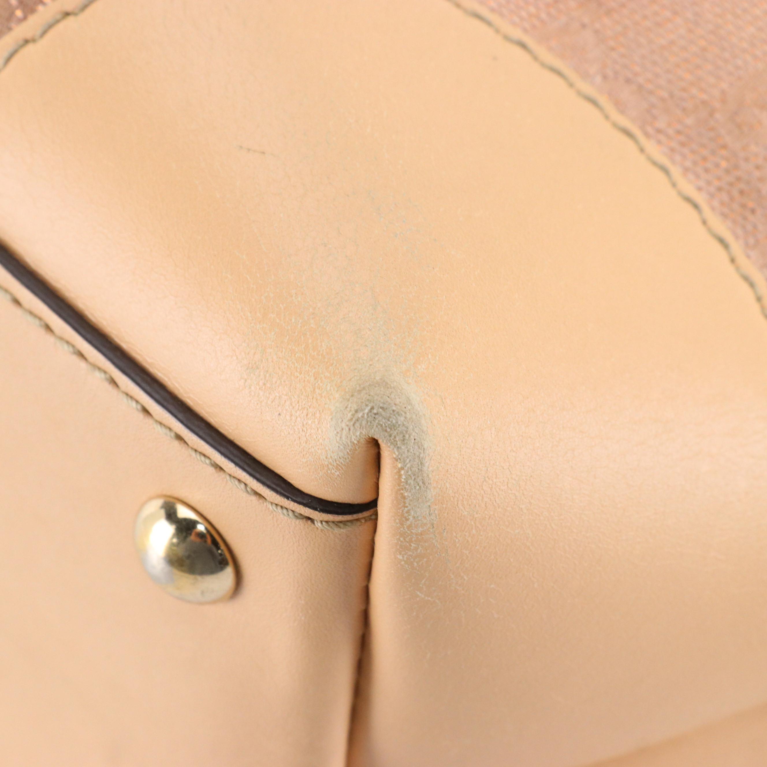 Gucci Lovely Heart Shoulder Tote in Rose Gold Metallic GG Canvas & Leather Trim