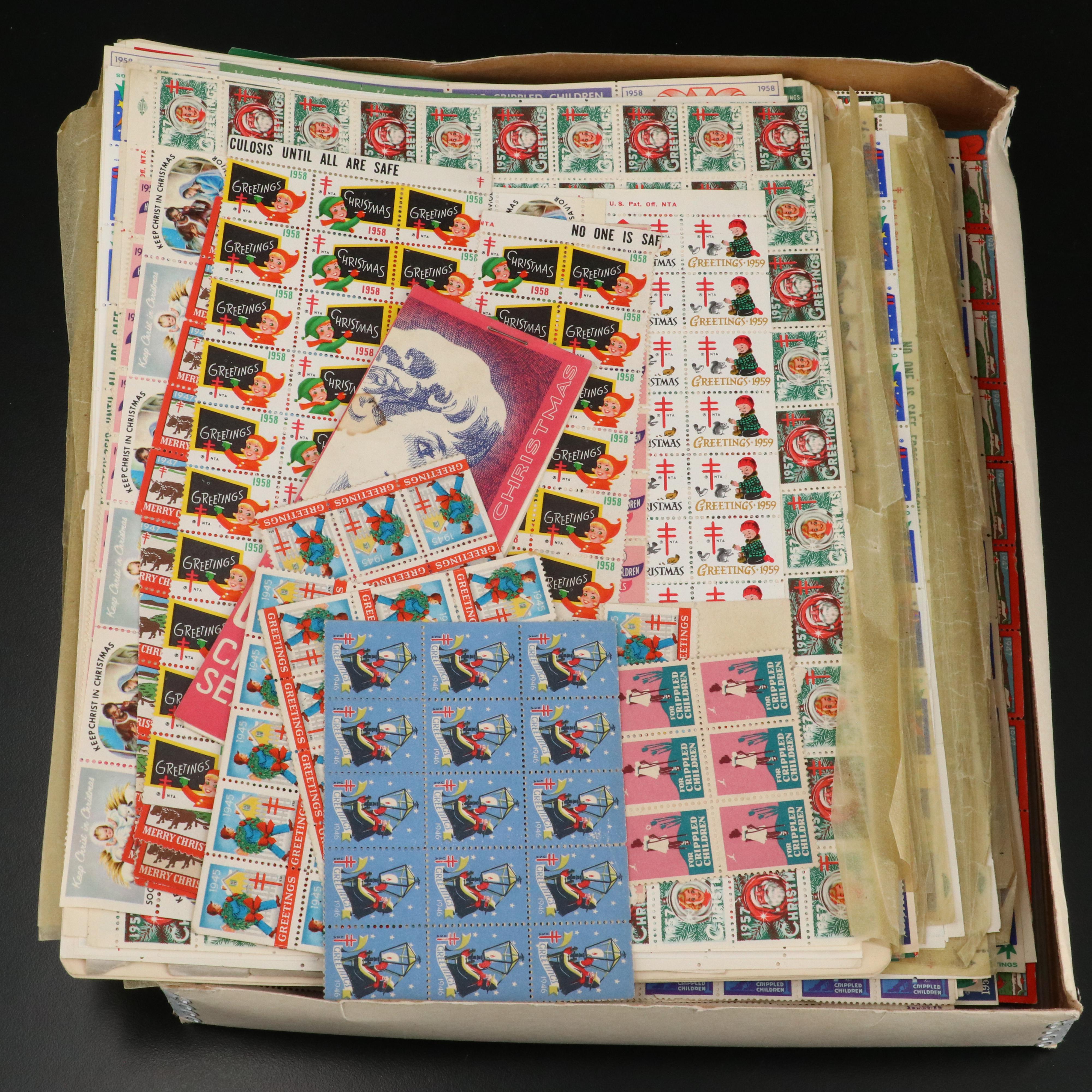 Large Assortment of U.S. Christmas Seal Postage Stamps