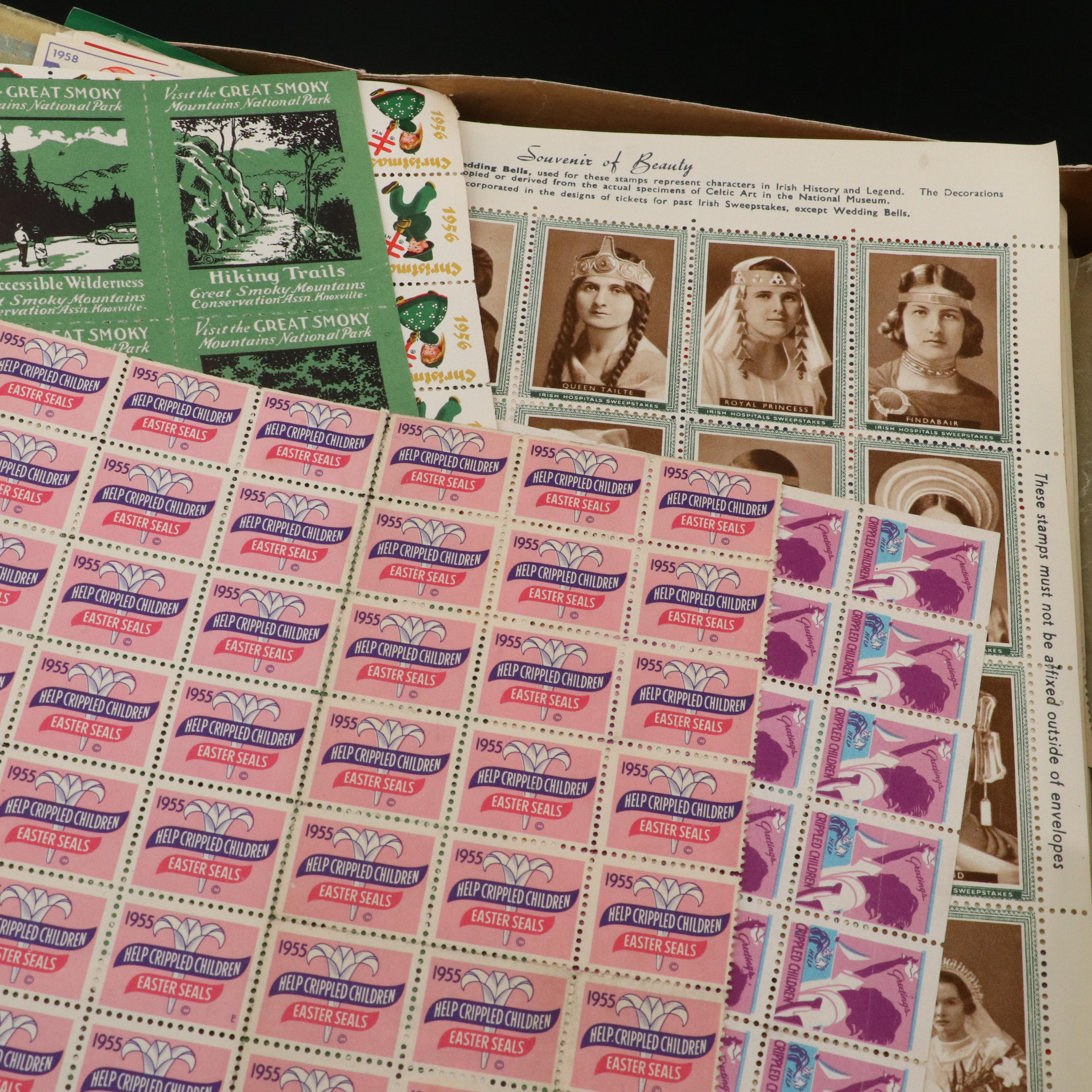 Large Assortment of U.S. Christmas Seal Postage Stamps