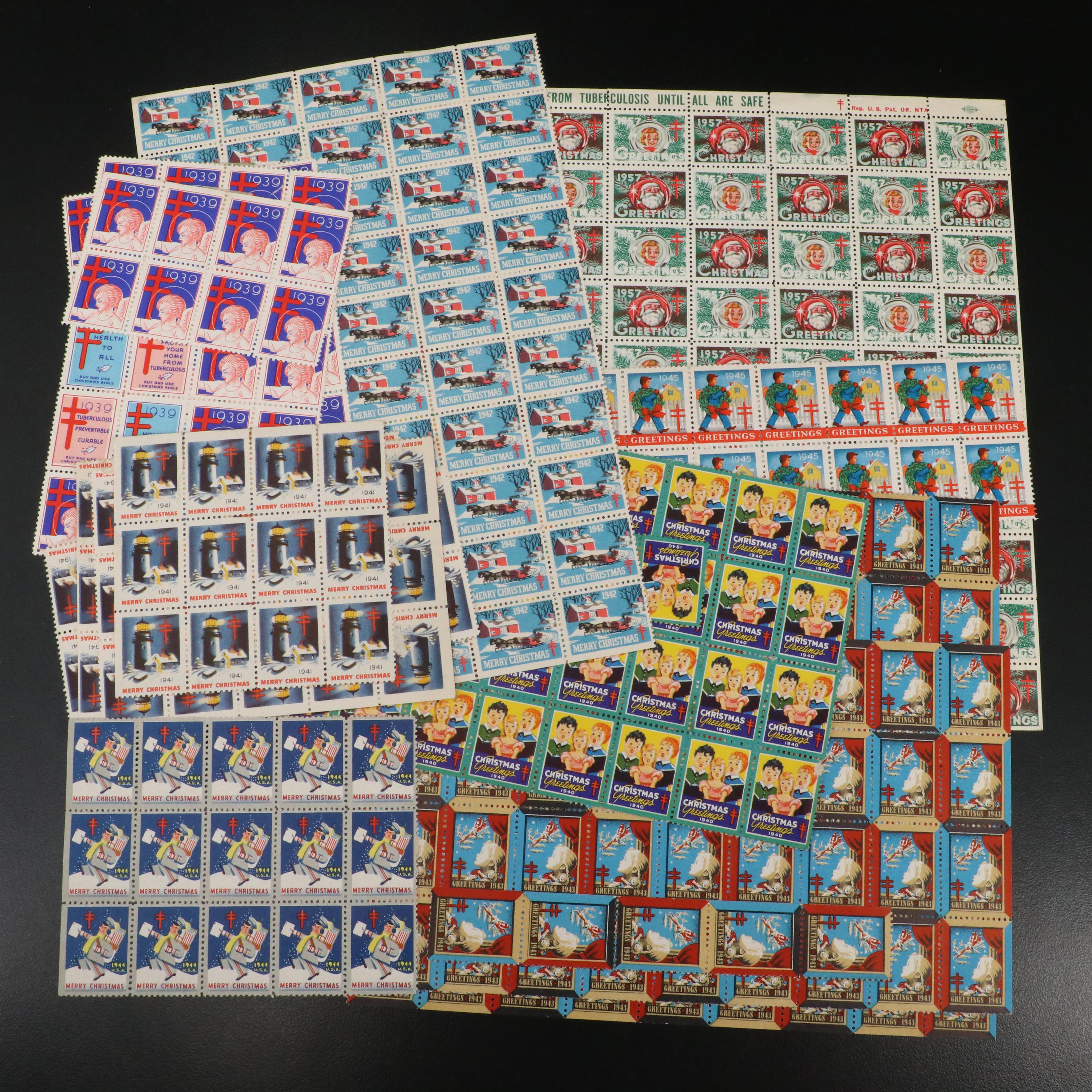 Large Assortment of U.S. Christmas Seal Postage Stamps