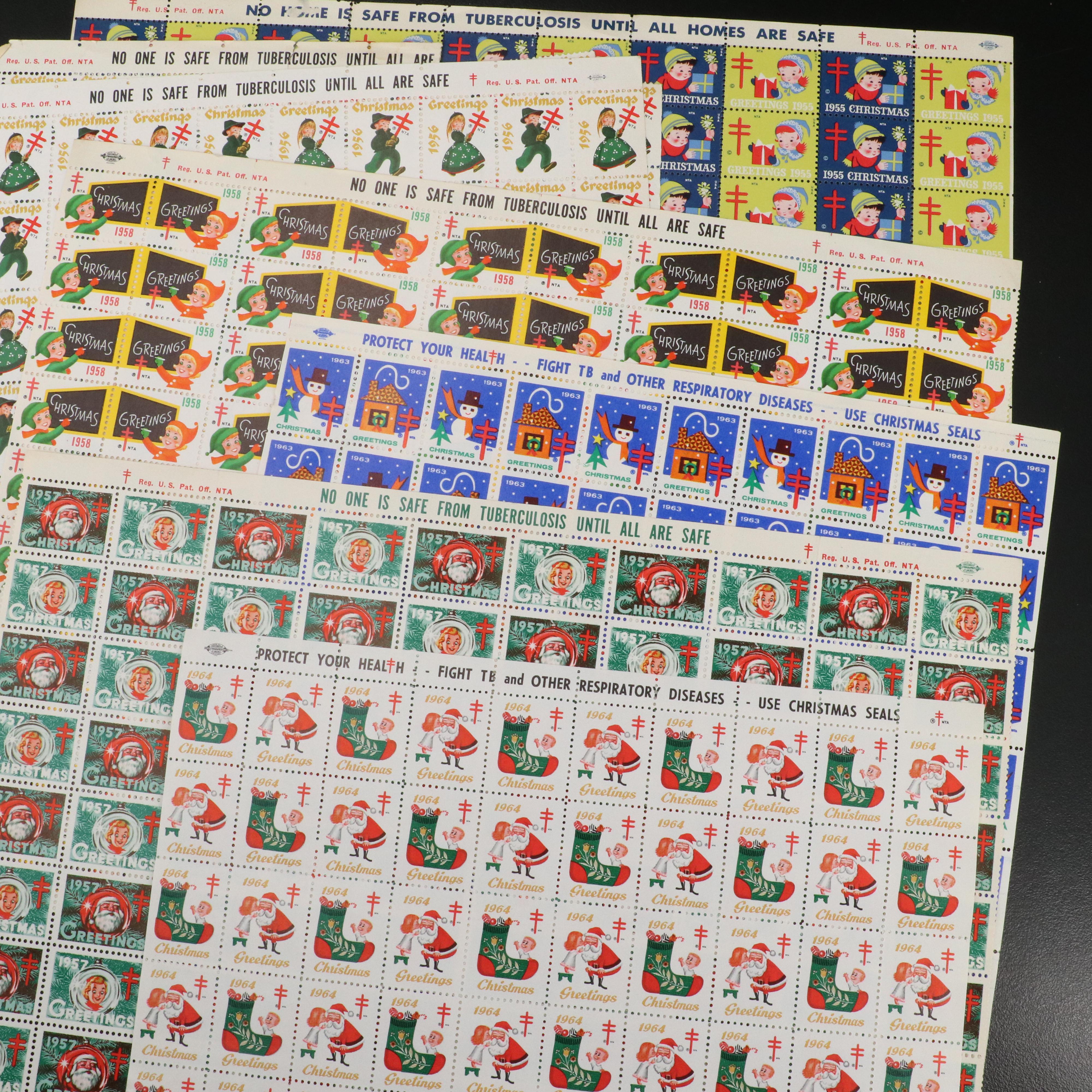 Large Assortment of U.S. Christmas Seal Postage Stamps