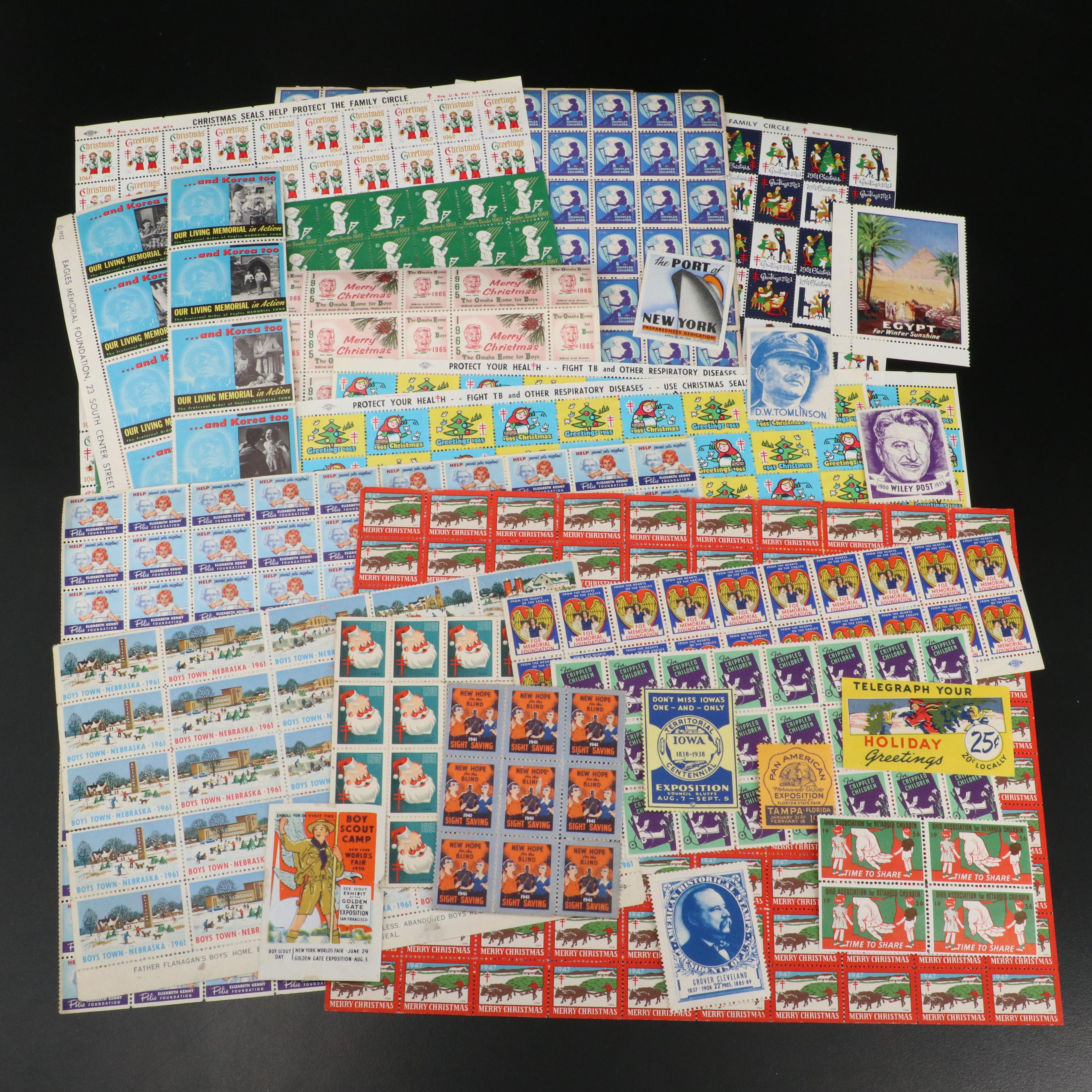 Large Assortment of U.S. Christmas Seal Postage Stamps