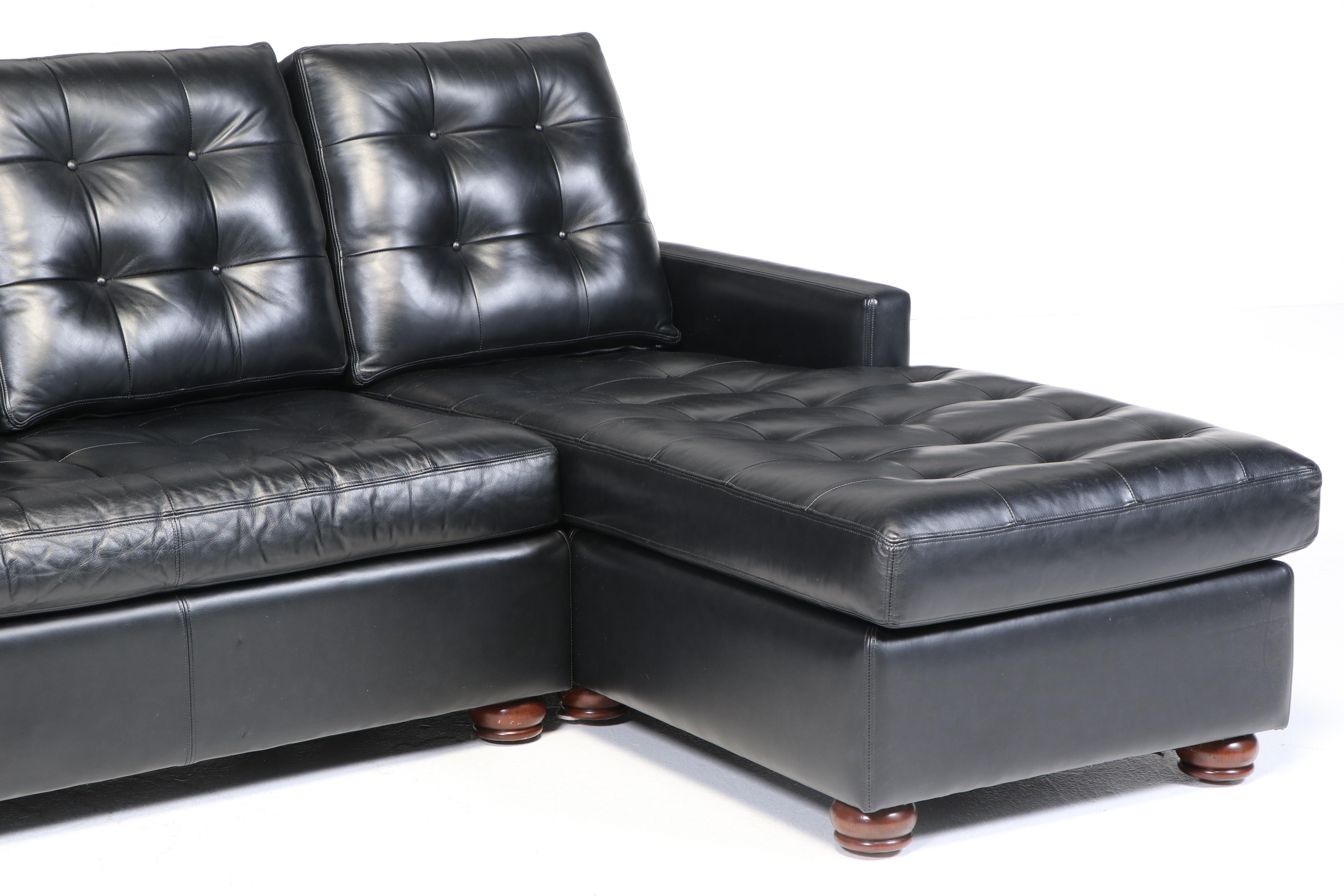 Hancock & Moore Tufted Leather Sectional Sofa