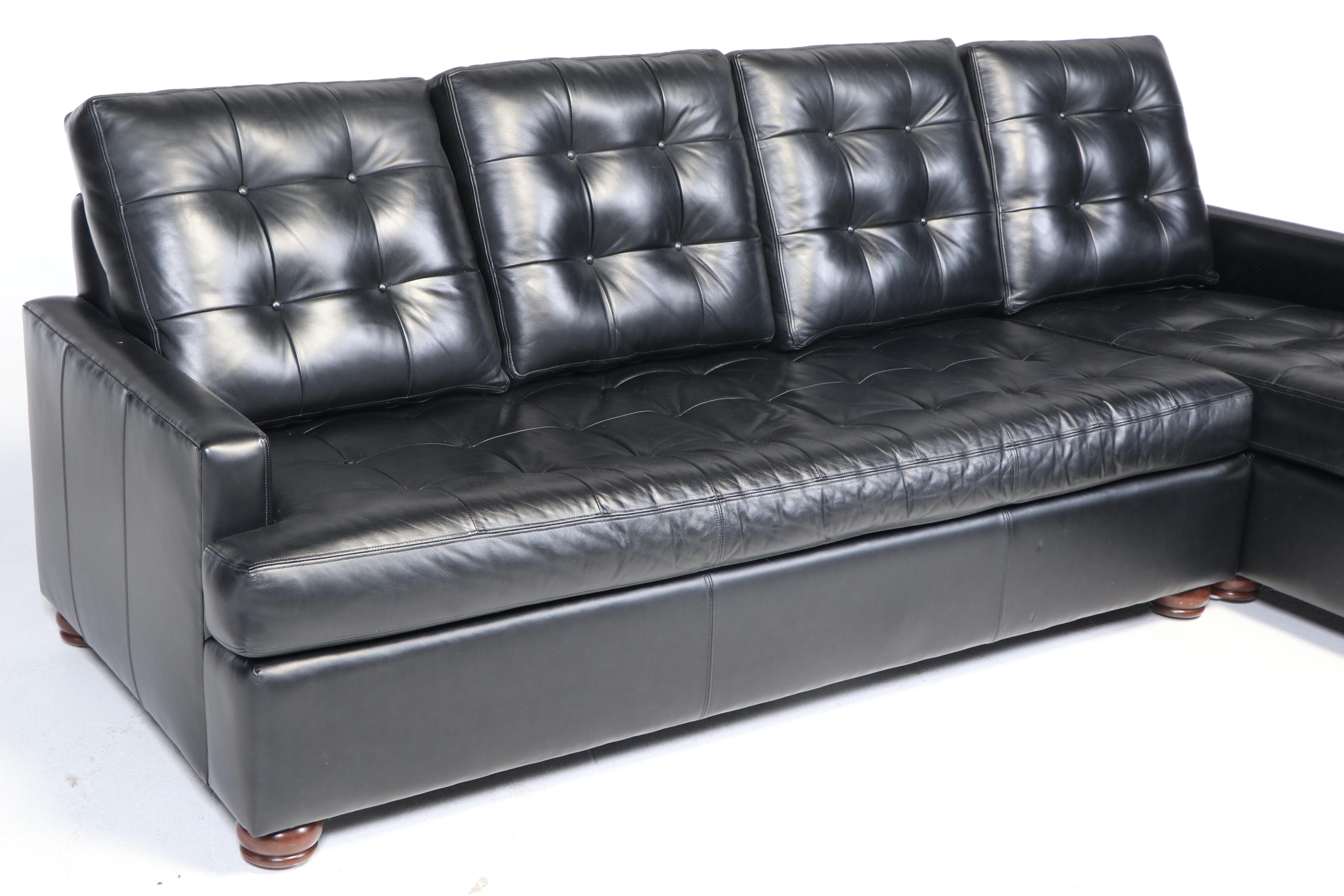 Hancock & Moore Tufted Leather Sectional Sofa