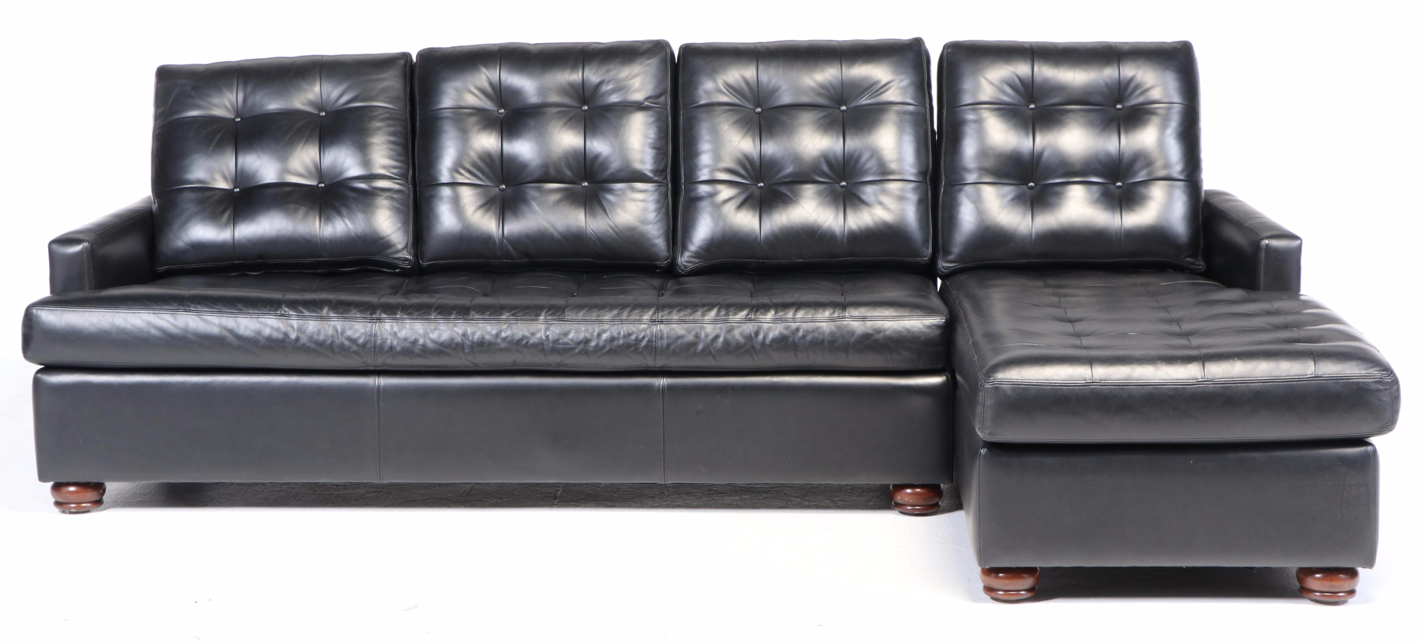 Hancock & Moore Tufted Leather Sectional Sofa