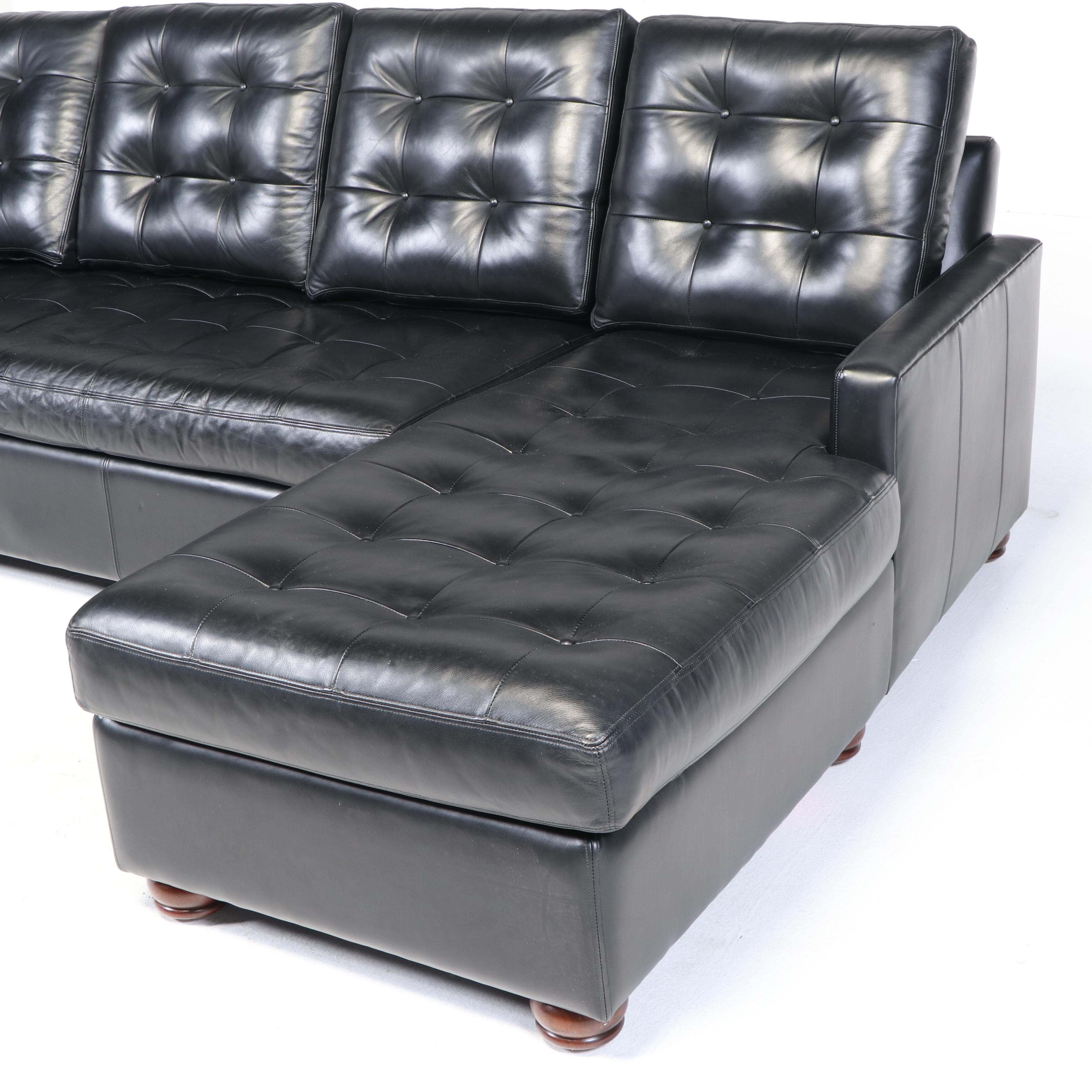 Hancock & Moore Tufted Leather Sectional Sofa