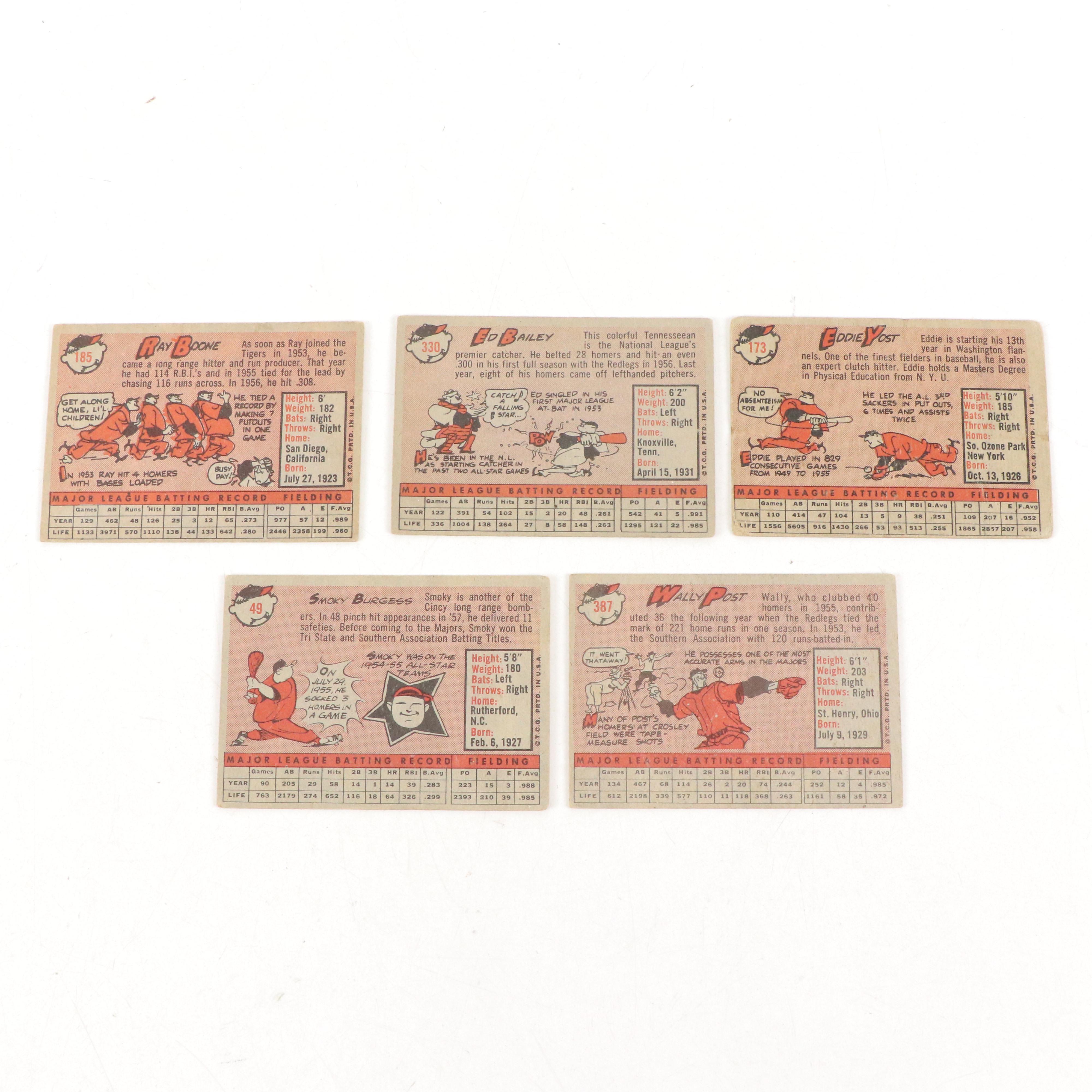 Topps Baseball Cards Featuring Ed Yost, Ted Kluszewski, and More, 1950s