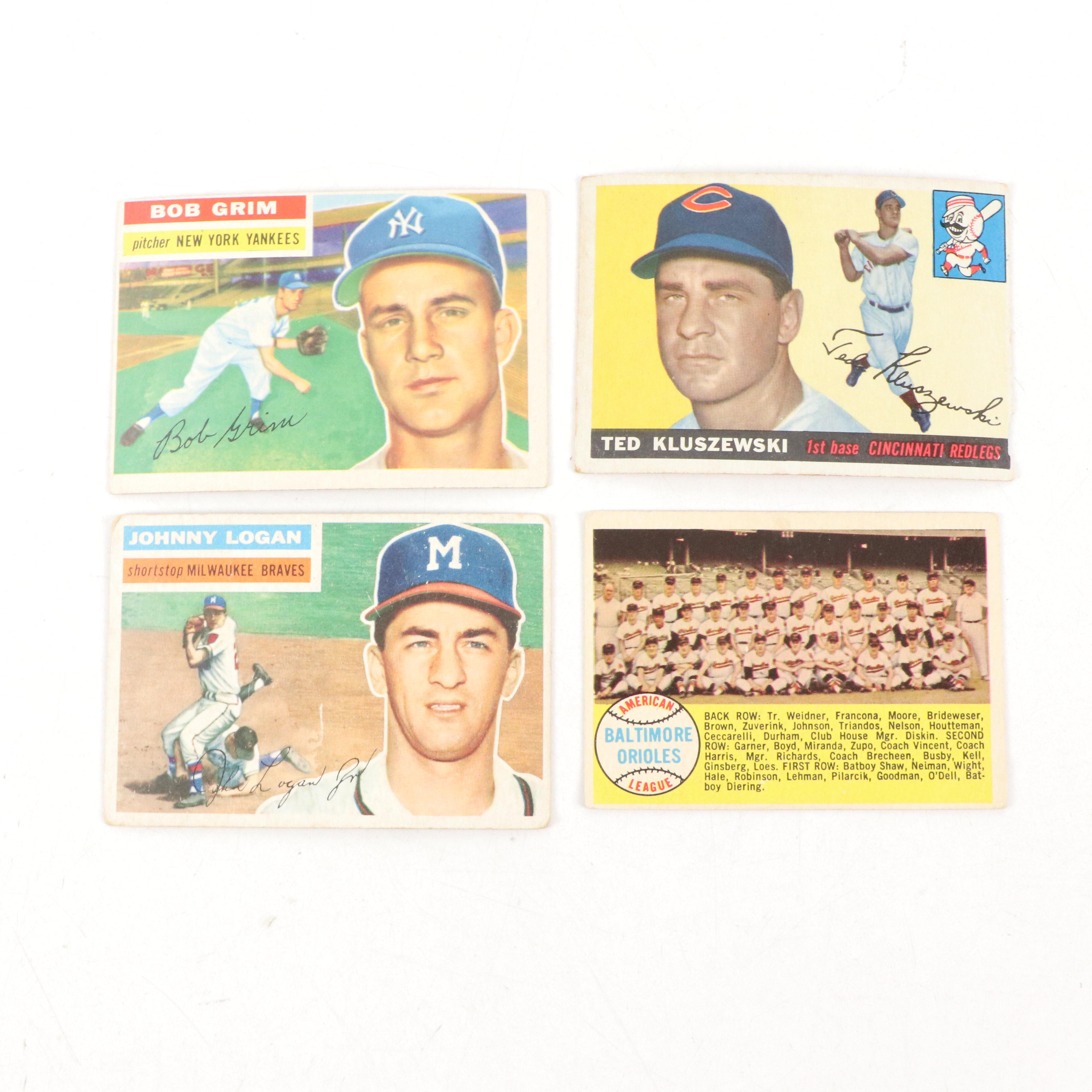 Topps Baseball Cards Featuring Ed Yost, Ted Kluszewski, and More, 1950s