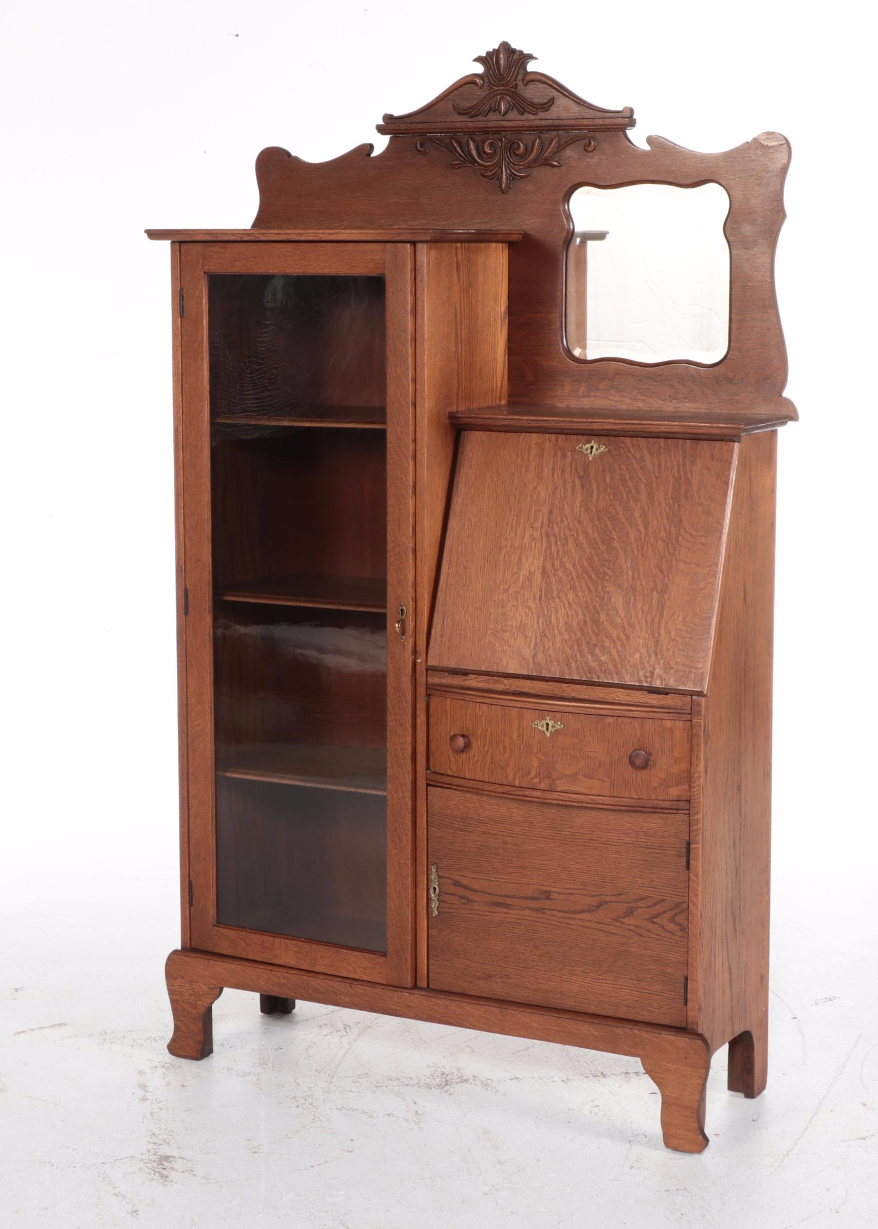 Victorian Oak Side-by-Side Secretary Desk Cabinet, Late 19th/Early 20th Century