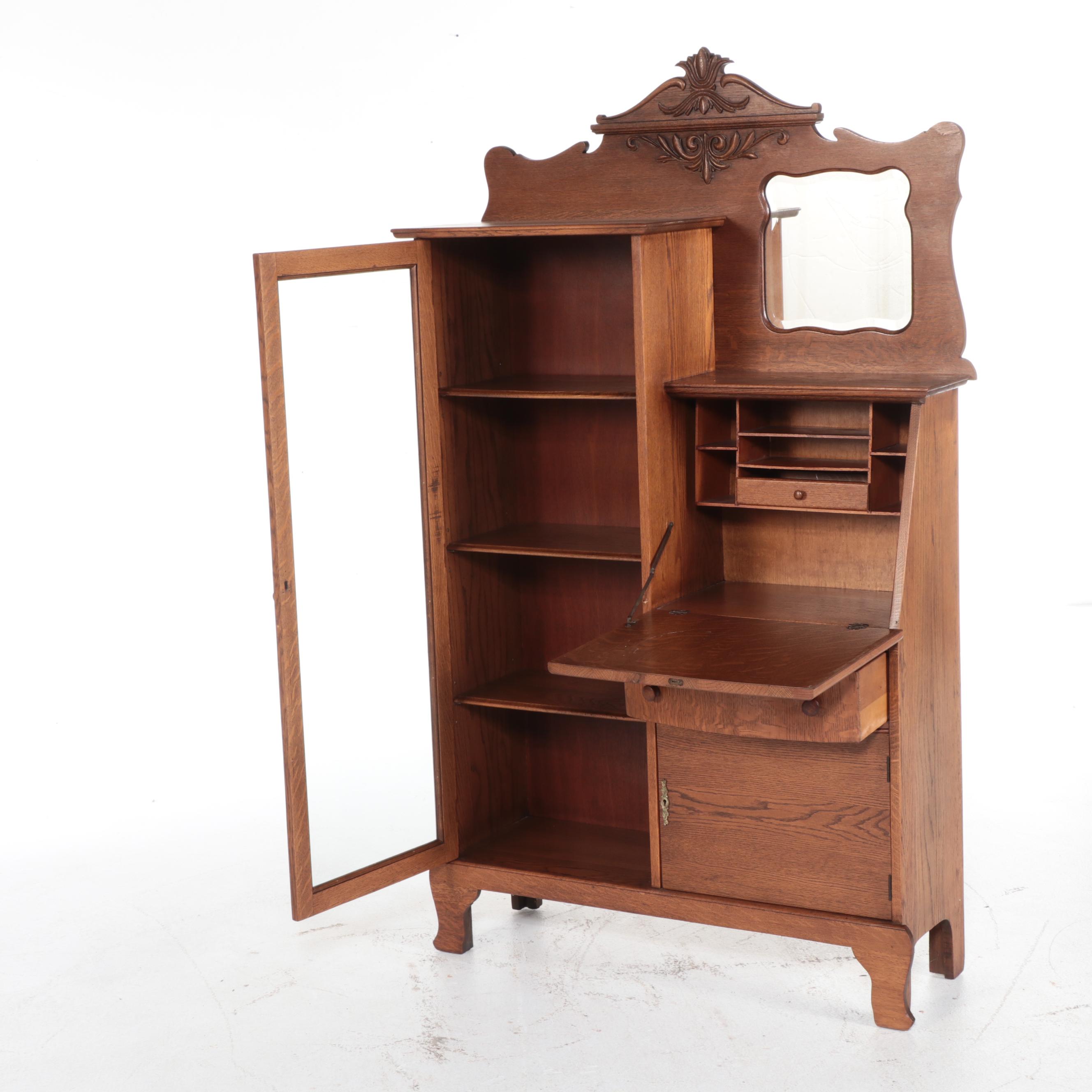 Victorian Oak Side-by-Side Secretary Desk Cabinet, Late 19th/Early 20th Century