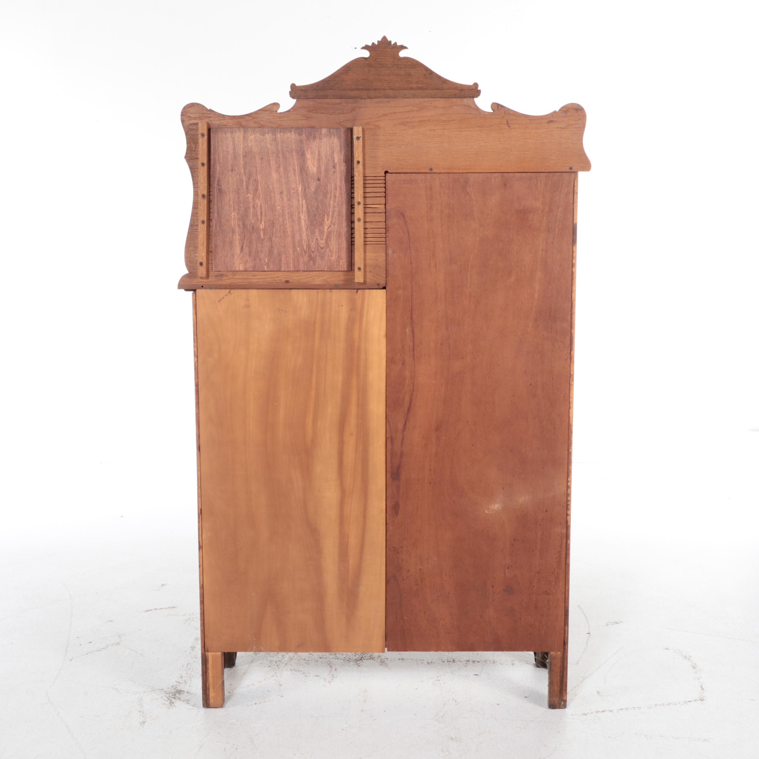 Victorian Oak Side-by-Side Secretary Desk Cabinet, Late 19th/Early 20th Century