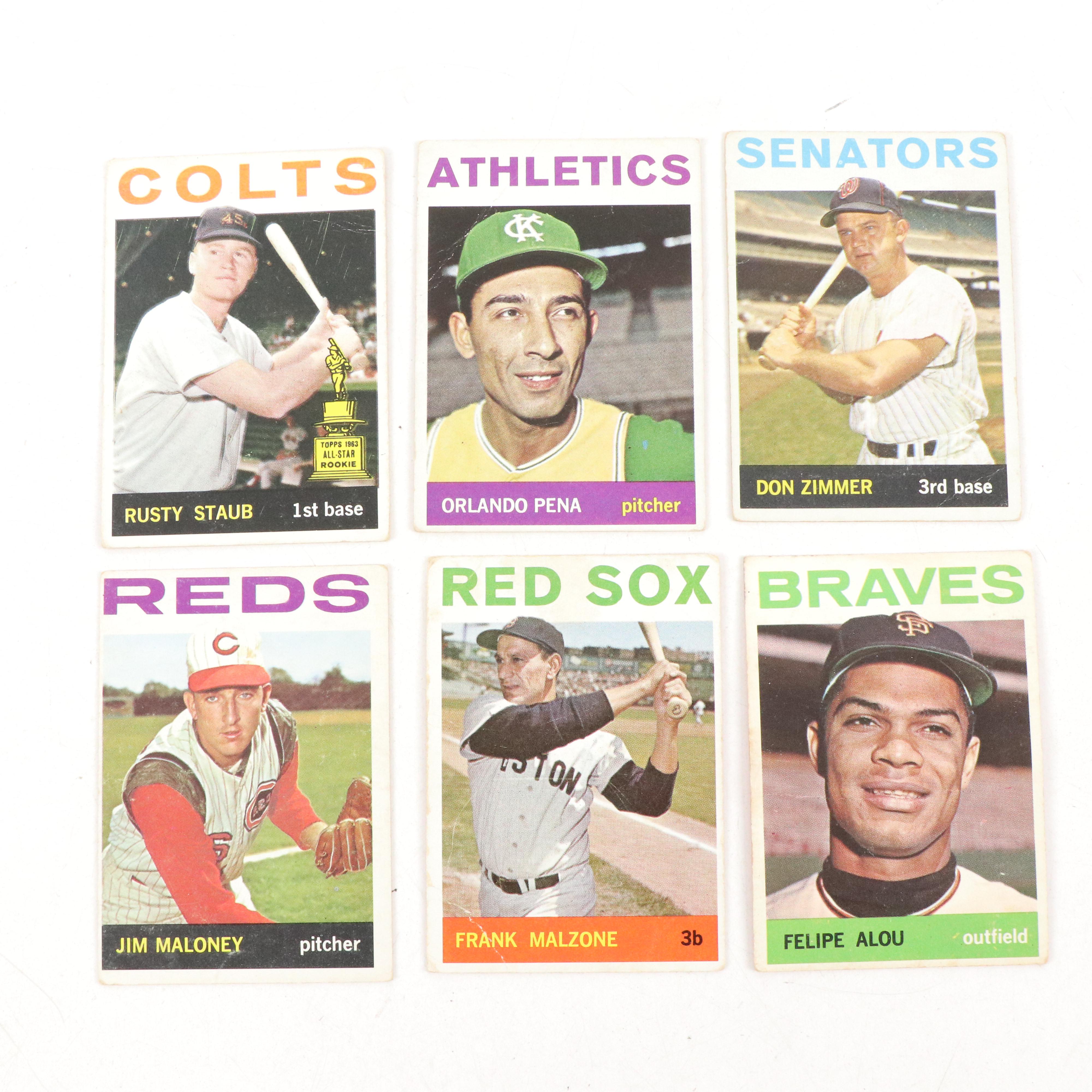 1964 Topps Baseball Cards Featuring Carl Yastrzemski, Brooks Robinson, and More