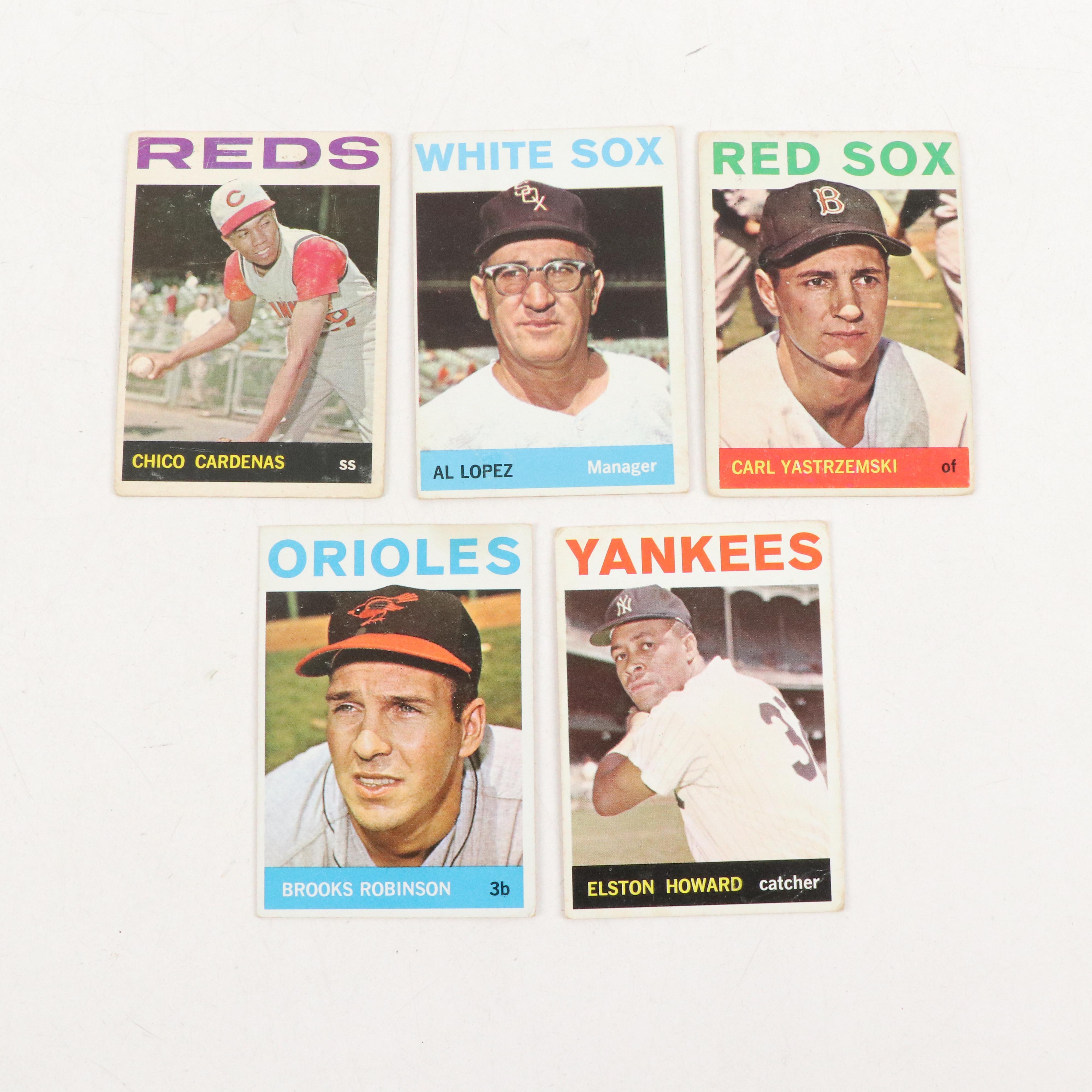 1964 Topps Baseball Cards Featuring Carl Yastrzemski, Brooks Robinson, and More